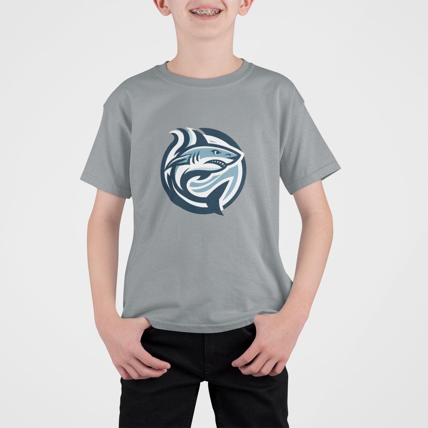 Kids Graphic Tee - "Shark" Design, Fun Shirt for Children, Cool Summer Clothing, Gift for Kids, Party Wear, Boho Natural Kids Youth Tee