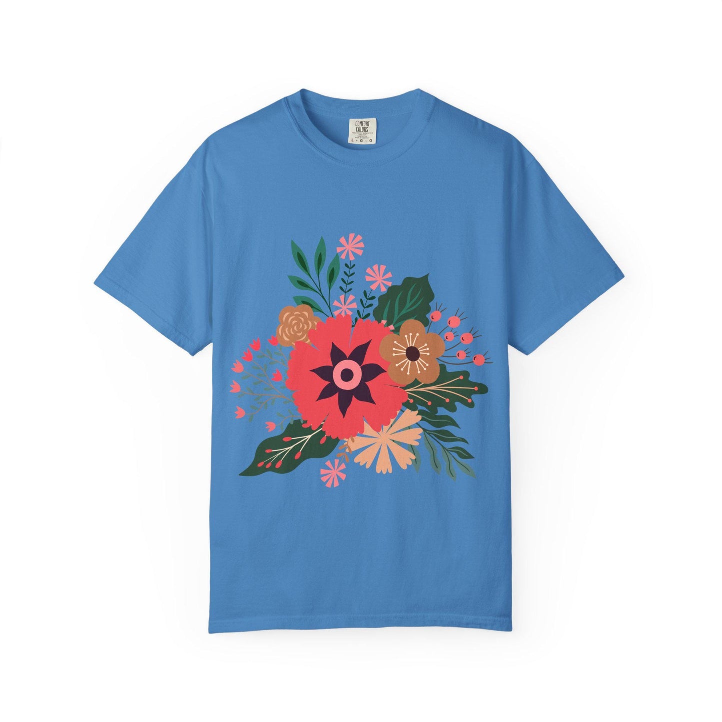 Summer Boho Floral T-Shirt, Soft Cotton Tee, Boho Chic Top, Gift for Her, Summer Style Wear, Everyday Casual Attire, Fun Vibes Comfort Color