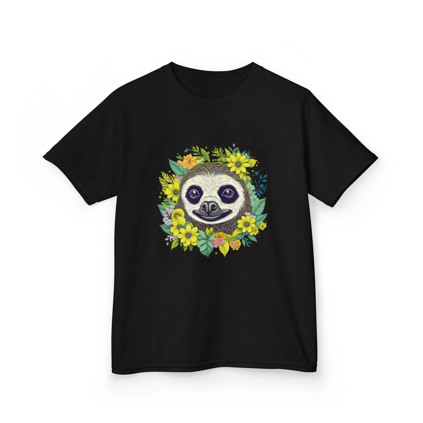Kids Floral Sloth Graphic Tee - "Sloth" Design, Fun Shirt for Children, Summer Clothing, Gift for Kids, Party Wear, Boho Natural Kids Tee