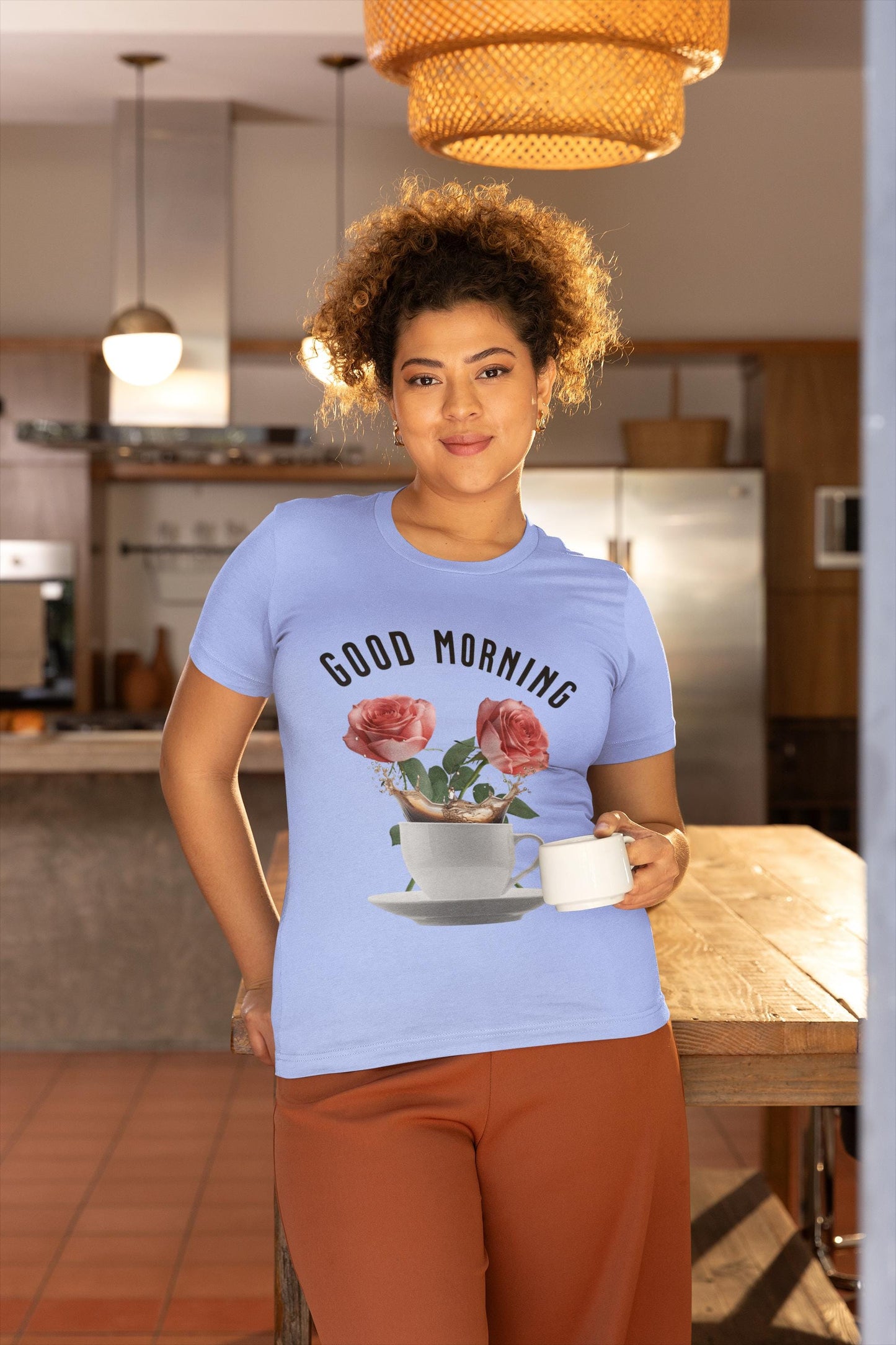 Good Morning Floral Coffee Tee, Unisex Jersey Short Sleeve Tee, Inspirational Gift, Birthday Gift, Casual Wear, Spring Vibes