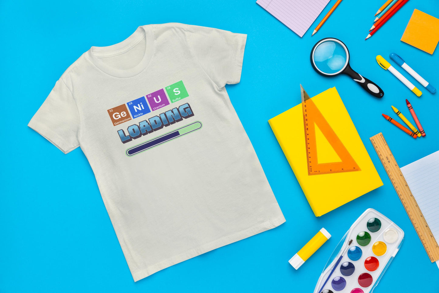 Genius Loading T-Shirt, Funny Science Shirt, Graphic Tee Gift for Students, Comfort Colors Casual Wear, Fun Back to School Nerdy Tee, Unisex