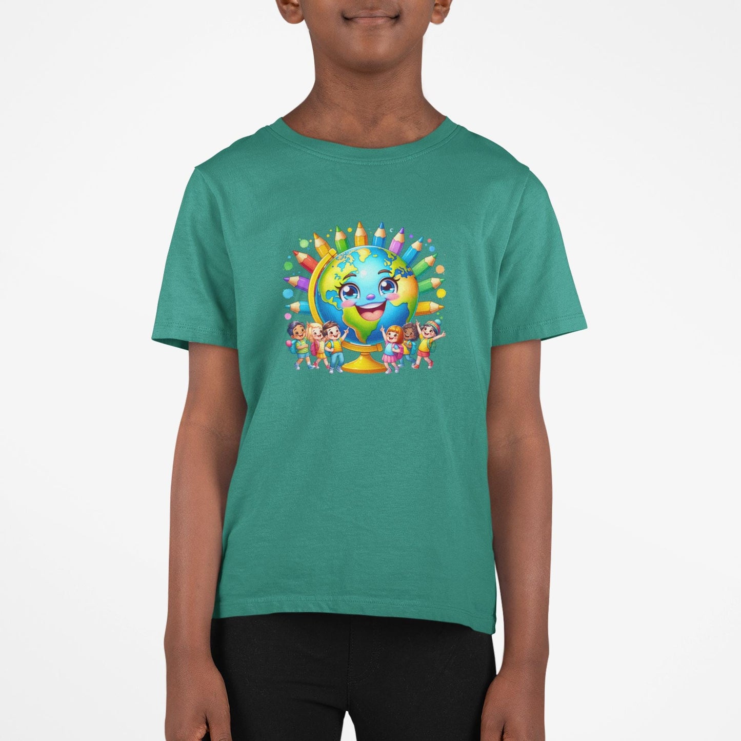 Kids Back to School T-Shirt, Cheerful Globe Graphic Tee, Fun Shirt for Children, Cool Back to School Clothing for Him and her, Gift For Kids