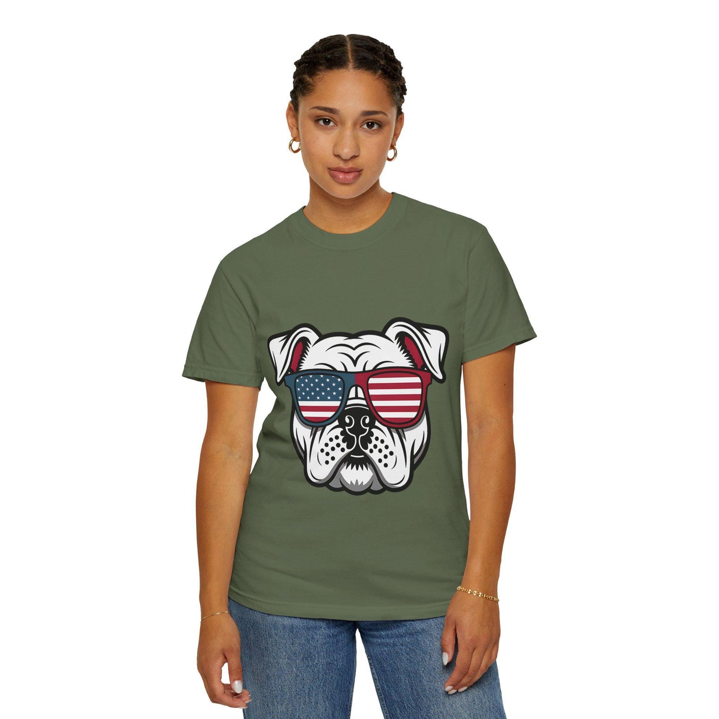 4th of July Pet Bulldog T-Shirt, Men and Women for July 4th, Summer, Independence Day, Red White Blue, Comfort Colors Back to School Apparel