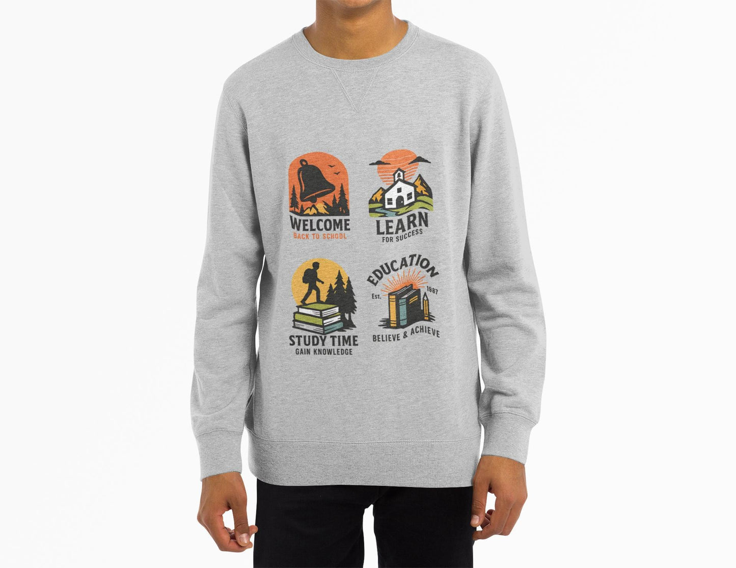 Kids Inspiring Sweatshirt - Welcome, Learn, Study Time, Fun Sweatshirt, Classroom Style, Back to School, Gift for Boy & Girl Back to School