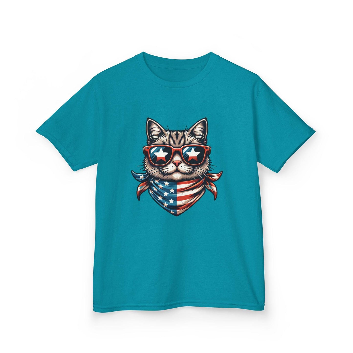 American Cool Cat 4th of July T-Shirt, July 4th Tee, Summer BBQ, Independence Day, Red White Blue, Comfort Colors, Back to School Clothing