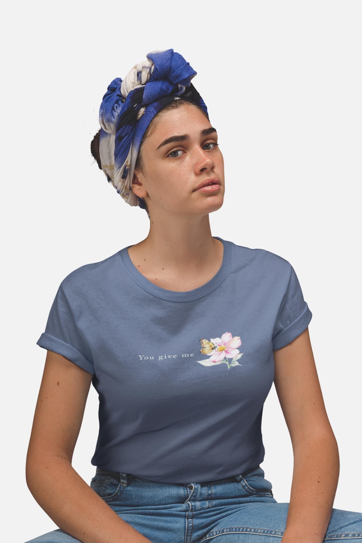 Whimsical Floral Butterfly T-Shirt, Nature Lover Shirt, Everyday Casual Tee, Gift for Her, Spring Fashion Top, Eco-friendly Apparel
