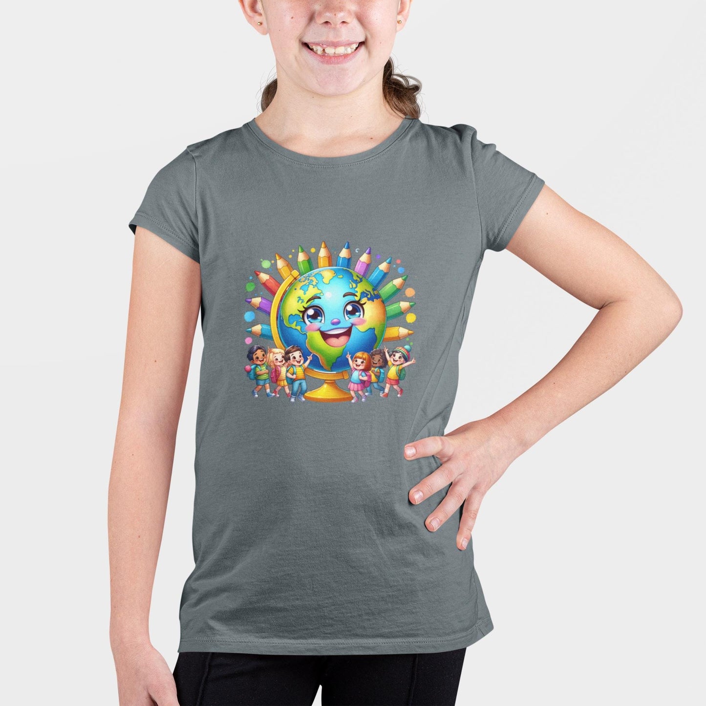 Kids Back to School T-Shirt, Cheerful Globe Graphic Tee, Fun Shirt for Children, Cool Back to School Clothing for Him and her, Gift For Kids