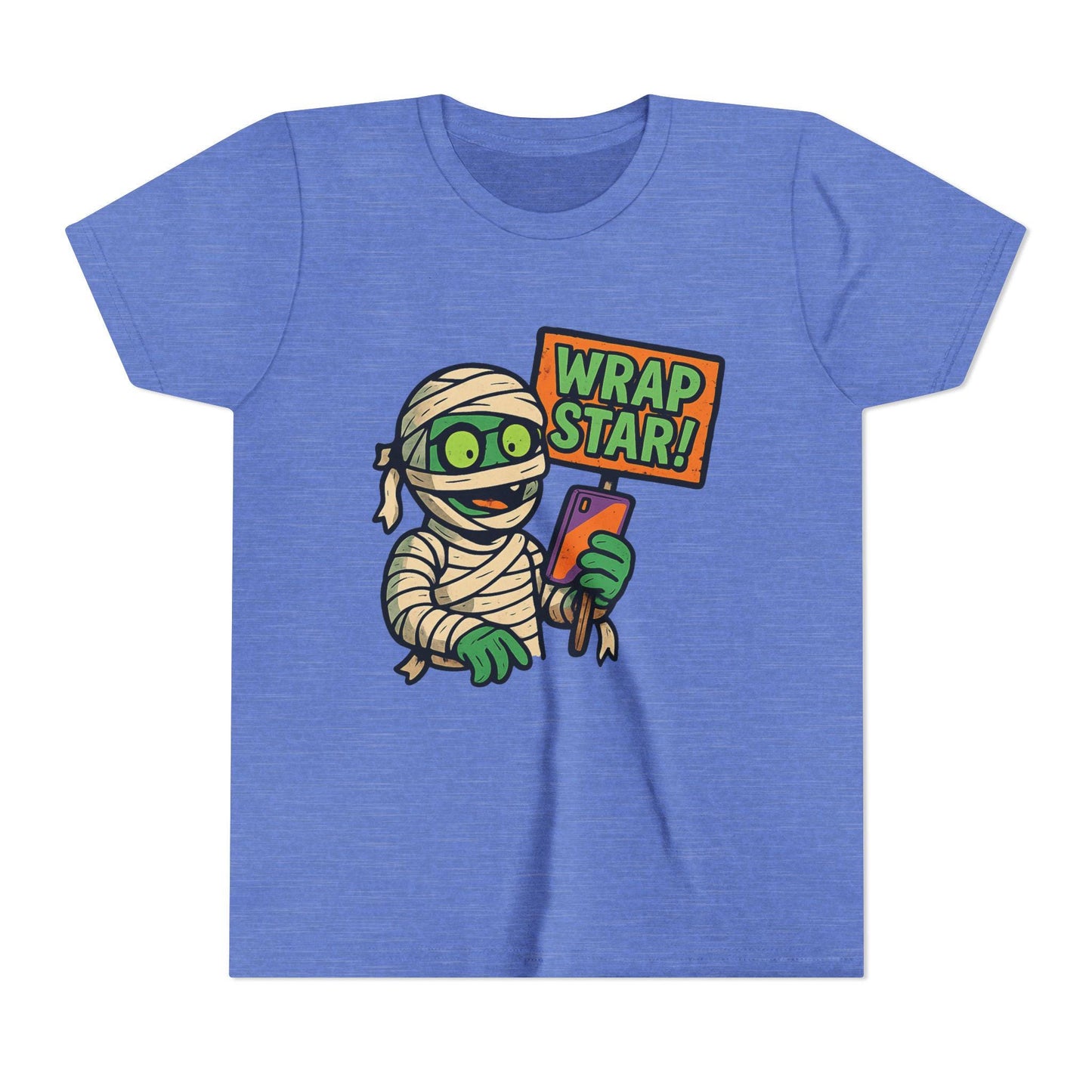 Youth Mummy Wrap Star Tee - Fun Halloween Shirt, Kids' Costume Tee, Cute Ghost Tee, Spooky Party Outfit, Trick or Treat Top Back to School