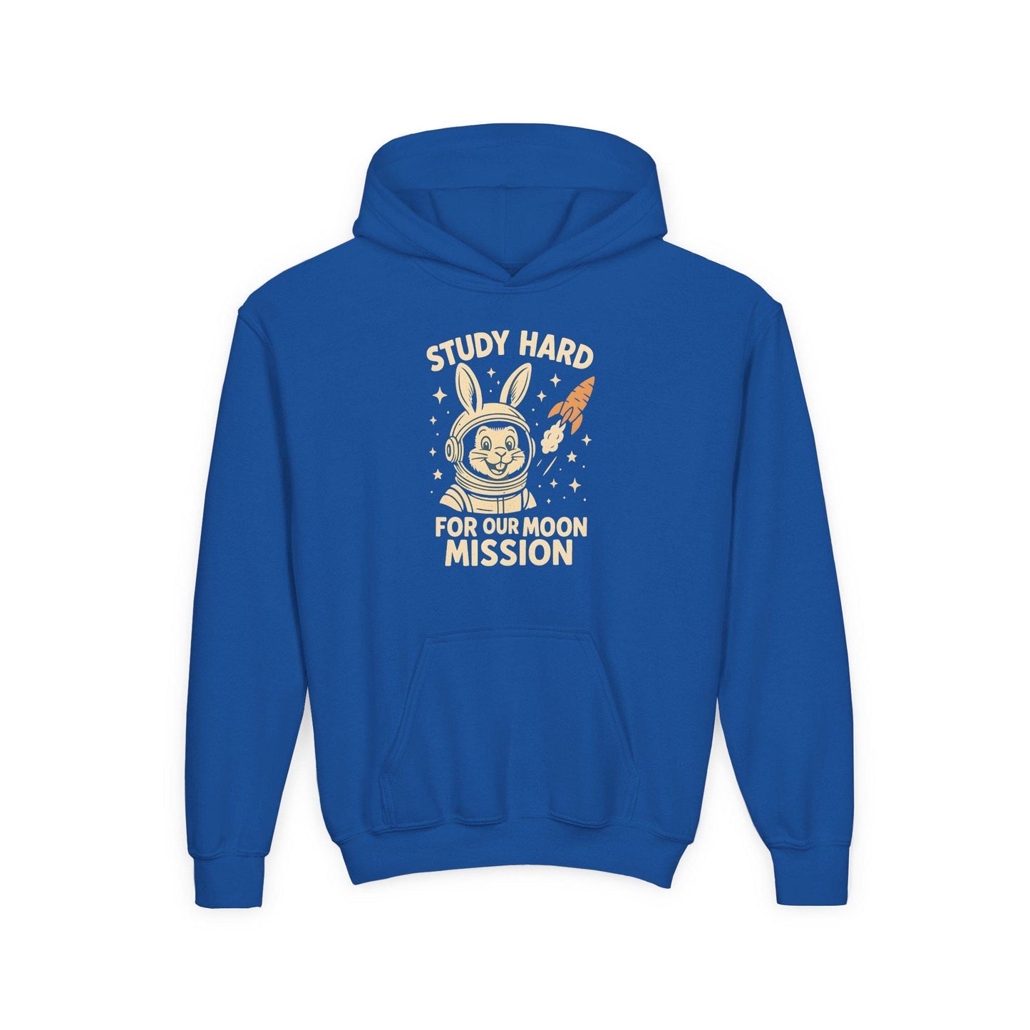 Astronaut Bunny Youth Hoodie, Study Hard Hoodie, Back to School Gift for Student, Welcome Back Hoodie, Back-to-School Hoodie, Student Hoodie