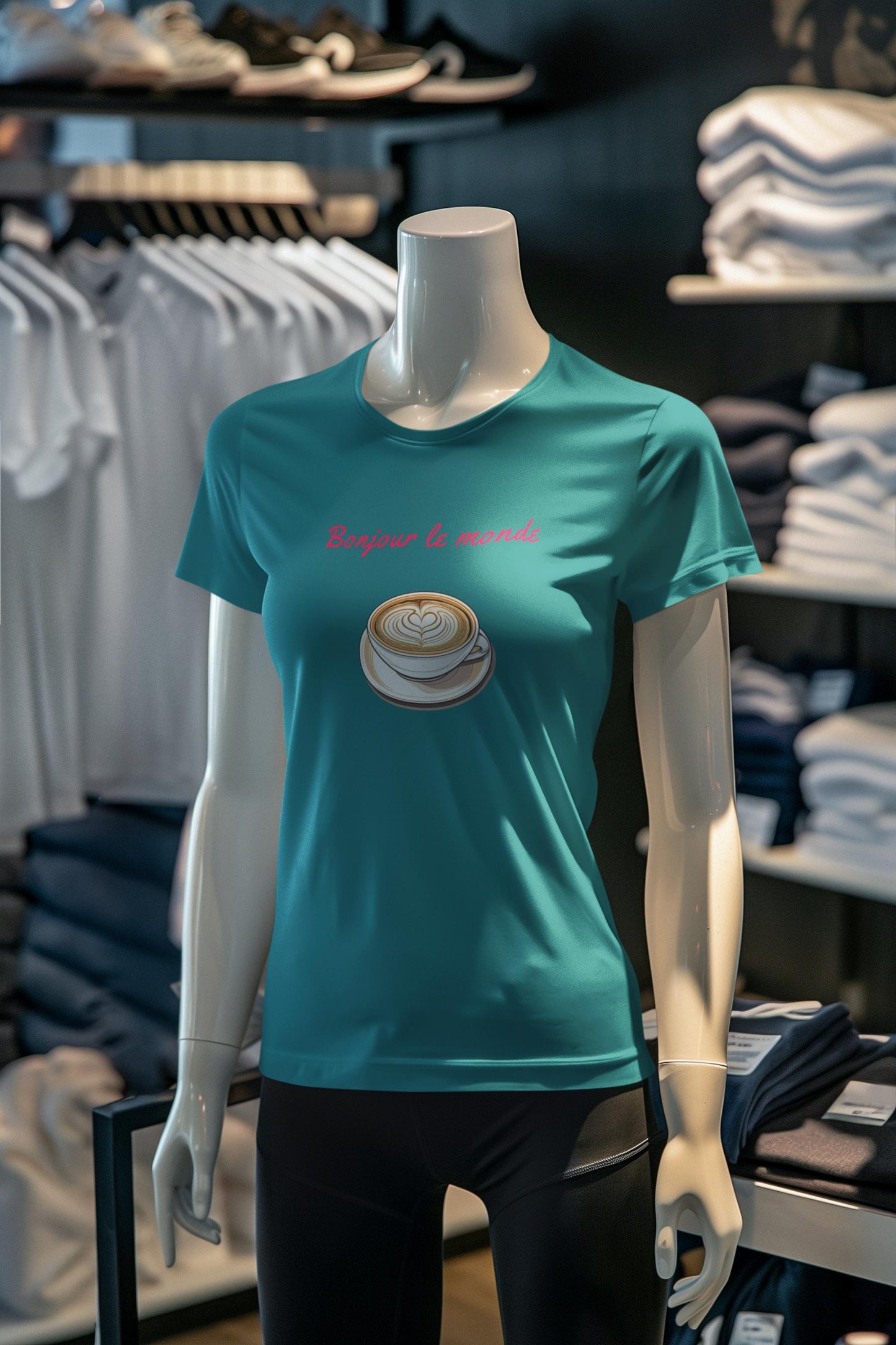 Bonjour le Monde Weekend Coffee T-Shirt, Unisex Tee, Vintage Aesthetic, Women Casual Wear, Gift for Coffee Lovers, Travel and Café Culture