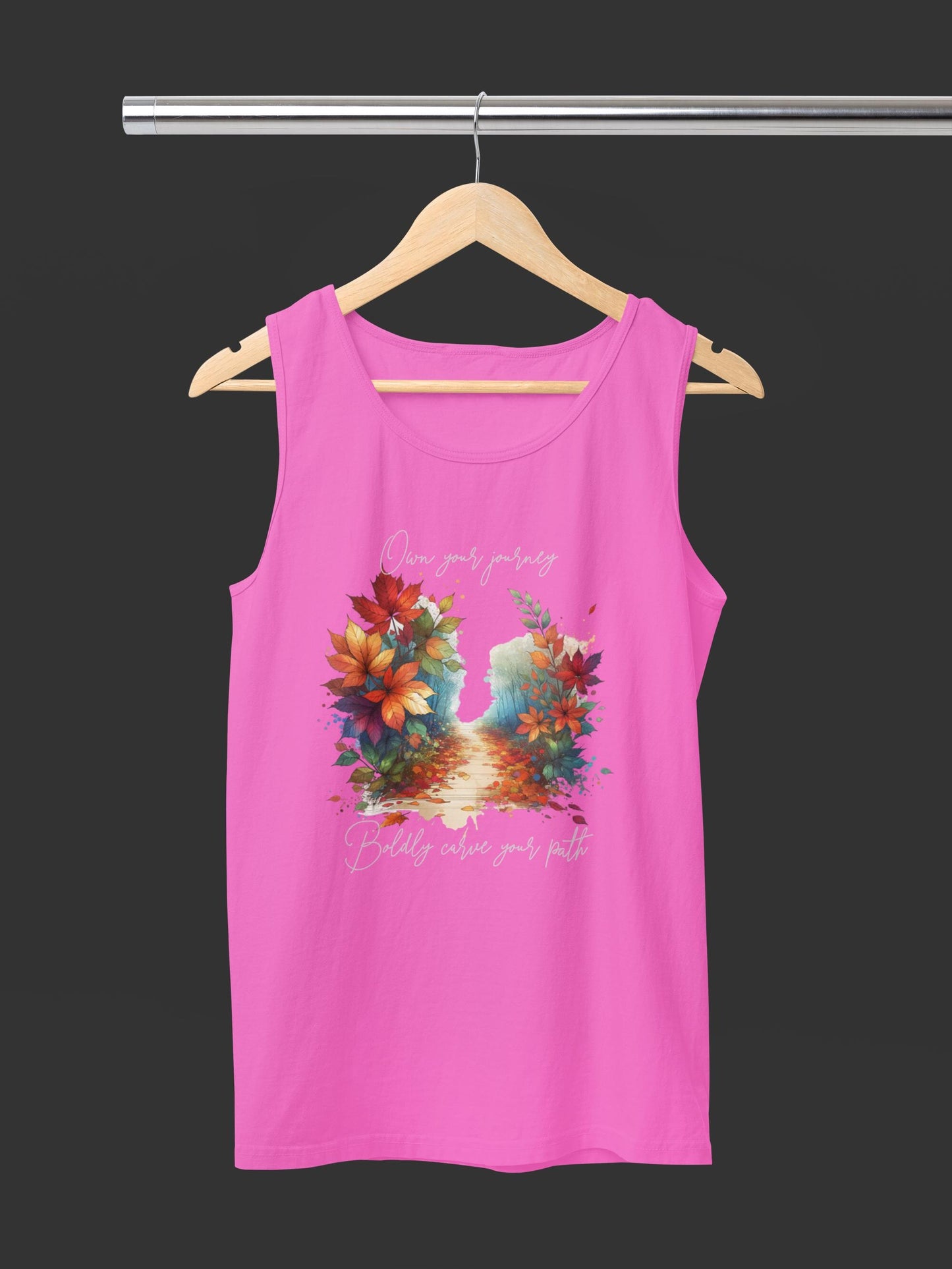 Colorful Autumn Tank Top, Own Your Journey & Boldly Carve Your Path Top, Nature Vibe, Inspiring Boho Casual Wear Top, Comfort Colors