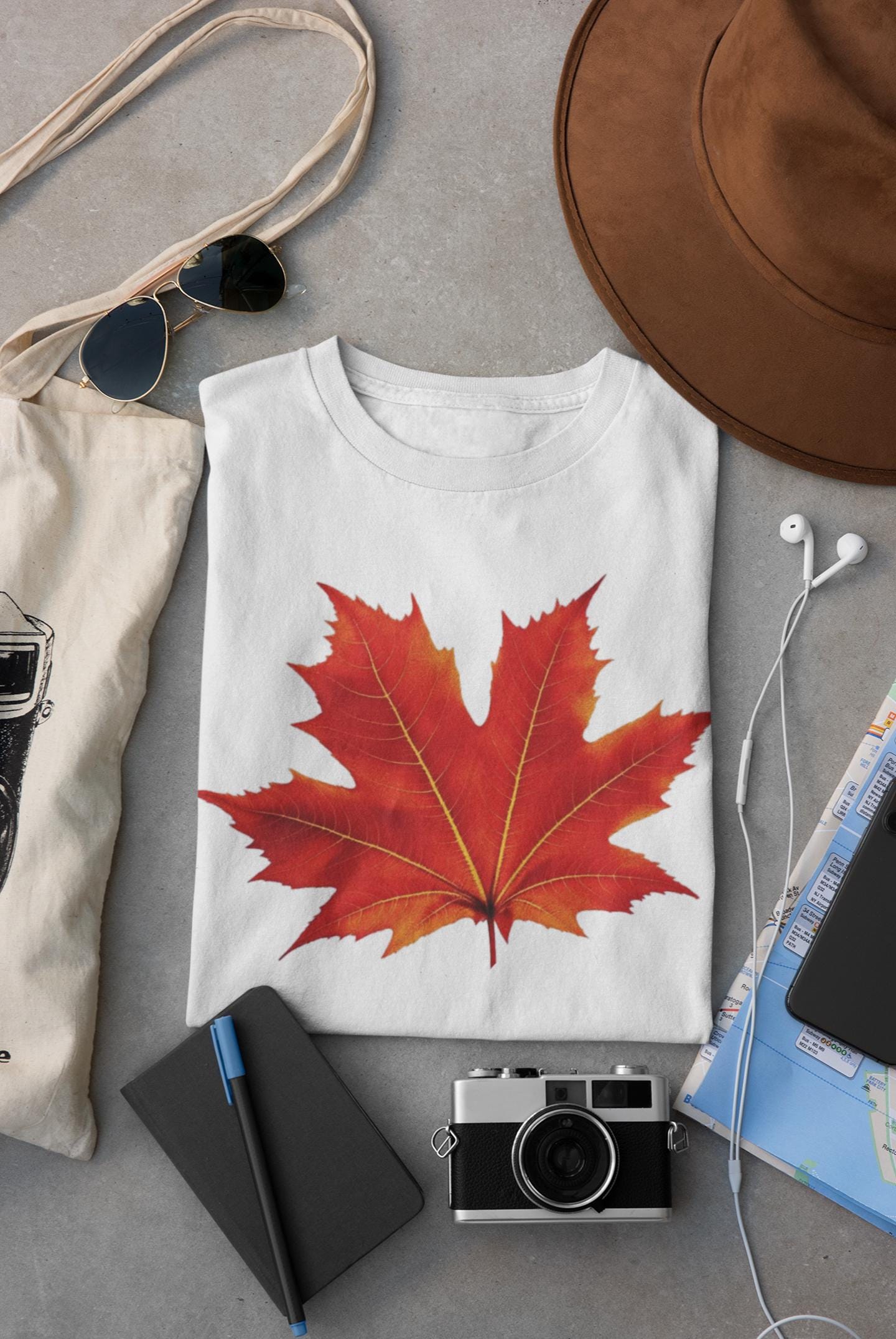 Autumn Red Maple Leaf Graphic T-Shirt, Fall Leaves Tee, Unisex Shirt, Nature Lover Gift, Thanksgiving Top