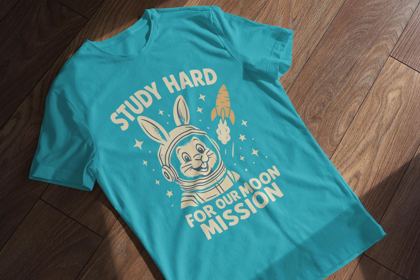 Astronaut Bunny Youth Tee, Study Hard Shirt, Back to School Gift for Students, Welcome Back T-Shirt, Back-to-School T-Shirt, Student Shirt