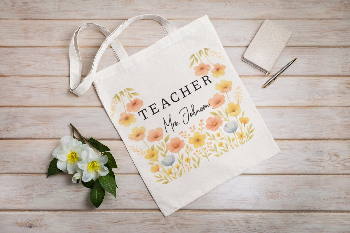 Personalized Teacher Name Tote Bag - Perfect Gift for Educators, Back to School, Classroom Essential, Teacher Appreciation, Eco-Friendly Bag