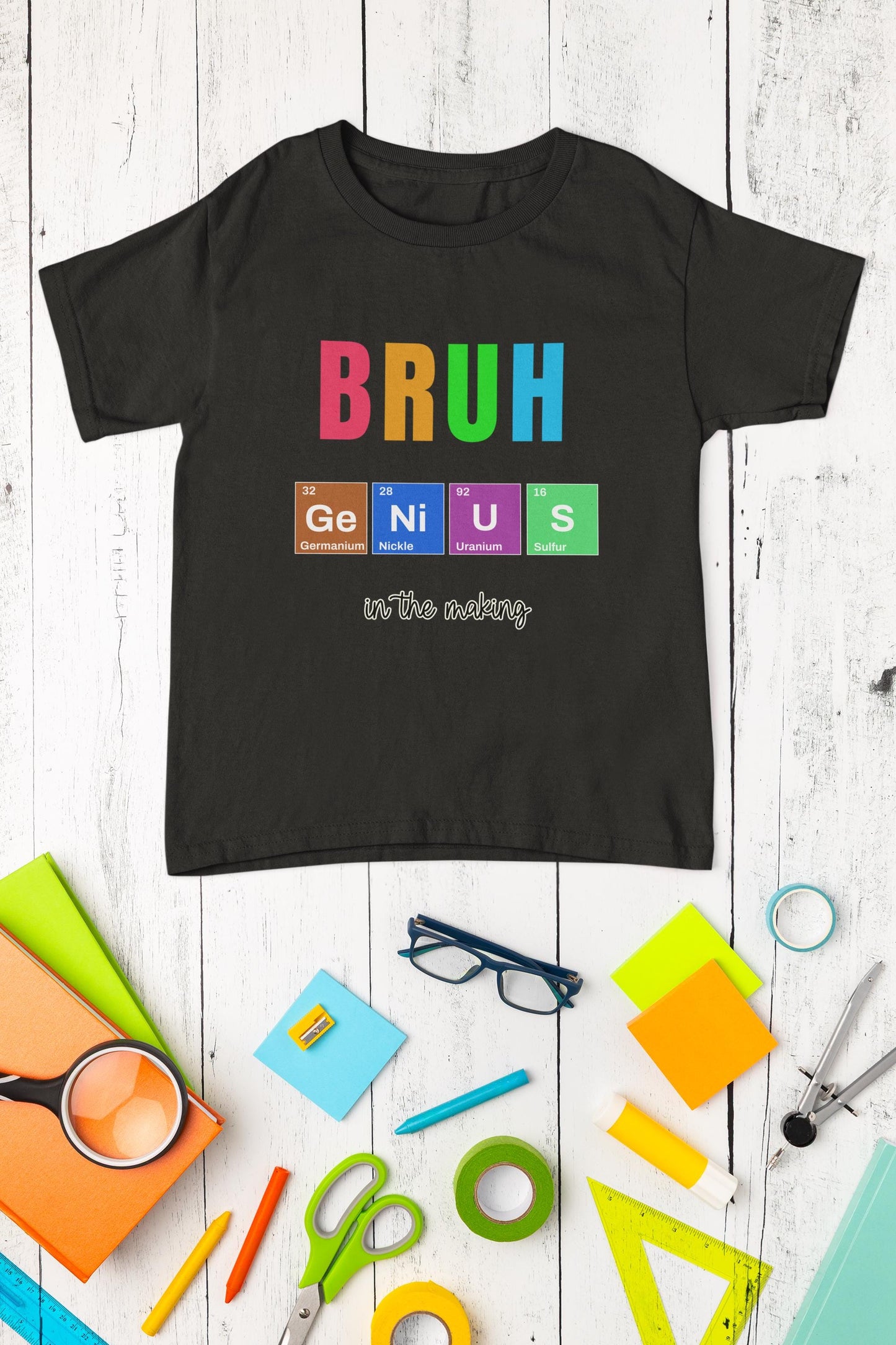 BRUH Genius Youth Tee - Fun Youth Science Inspired T-Shirt, Back to School, Back To School Teacher Student Shirt, First Day Of School Shirts