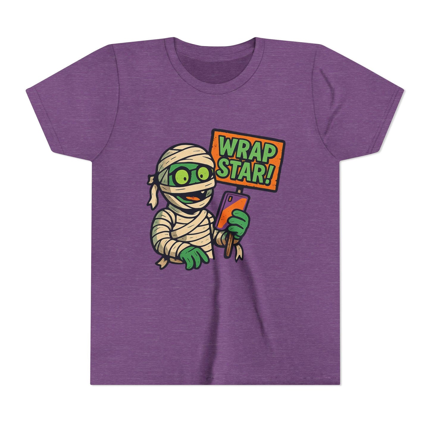 Youth Mummy Wrap Star Tee - Fun Halloween Shirt, Kids' Costume Tee, Cute Ghost Tee, Spooky Party Outfit, Trick or Treat Top Back to School