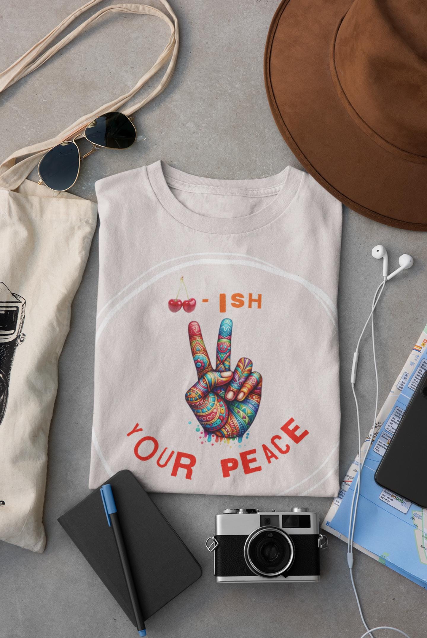 Cherrish Your Peace Sign Unisex T-Shirt with Vibrant Design, Cozy Sweatshirt for Everyday Wear, Perfect Gift for Activists, Streetwear