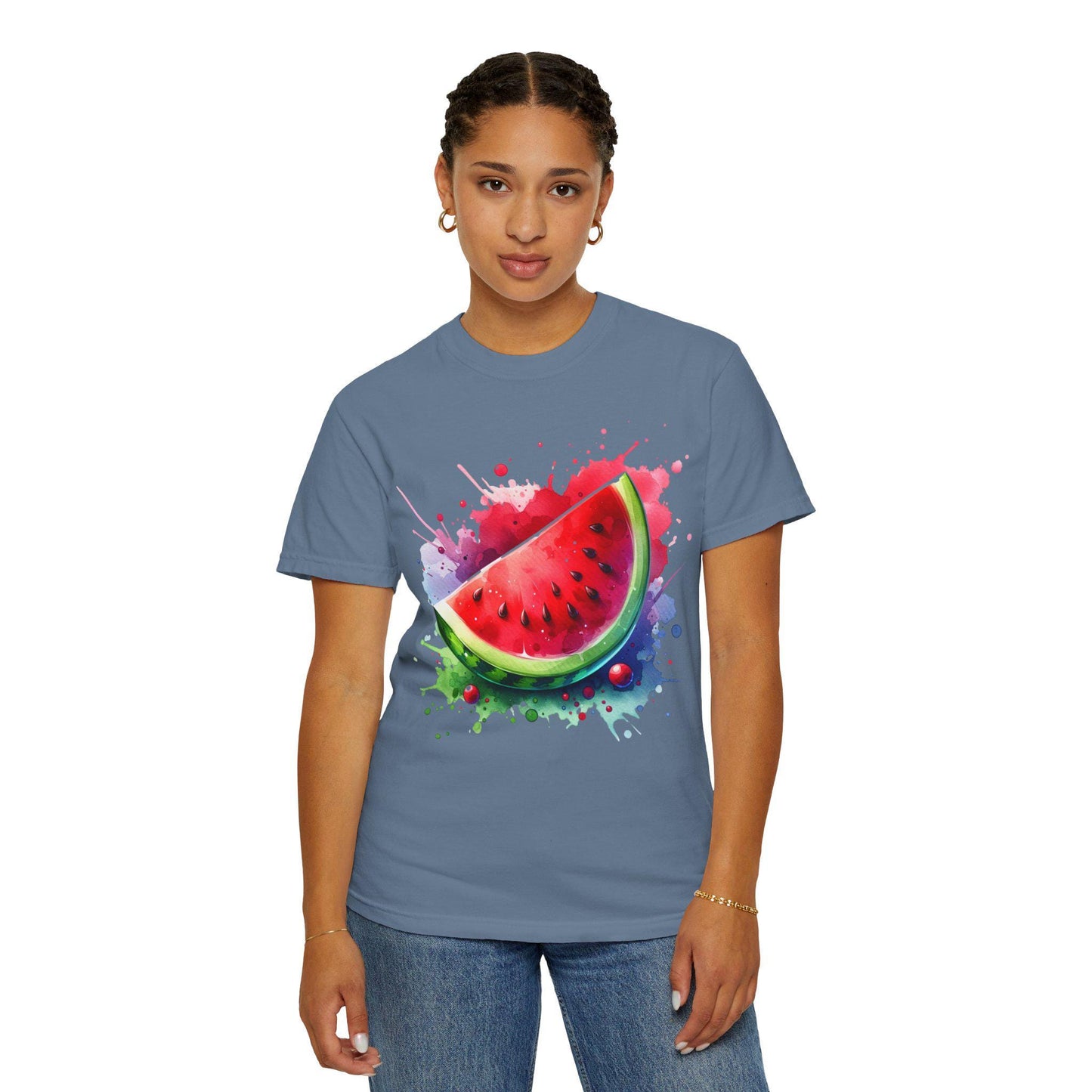 Summer Watermelon Splash Unisex T-Shirt, Summer Vibes Shirt, Beachwear, Comfort Colors Shirt, Casual Summer Tee, Aesthetic Watermelon Tee