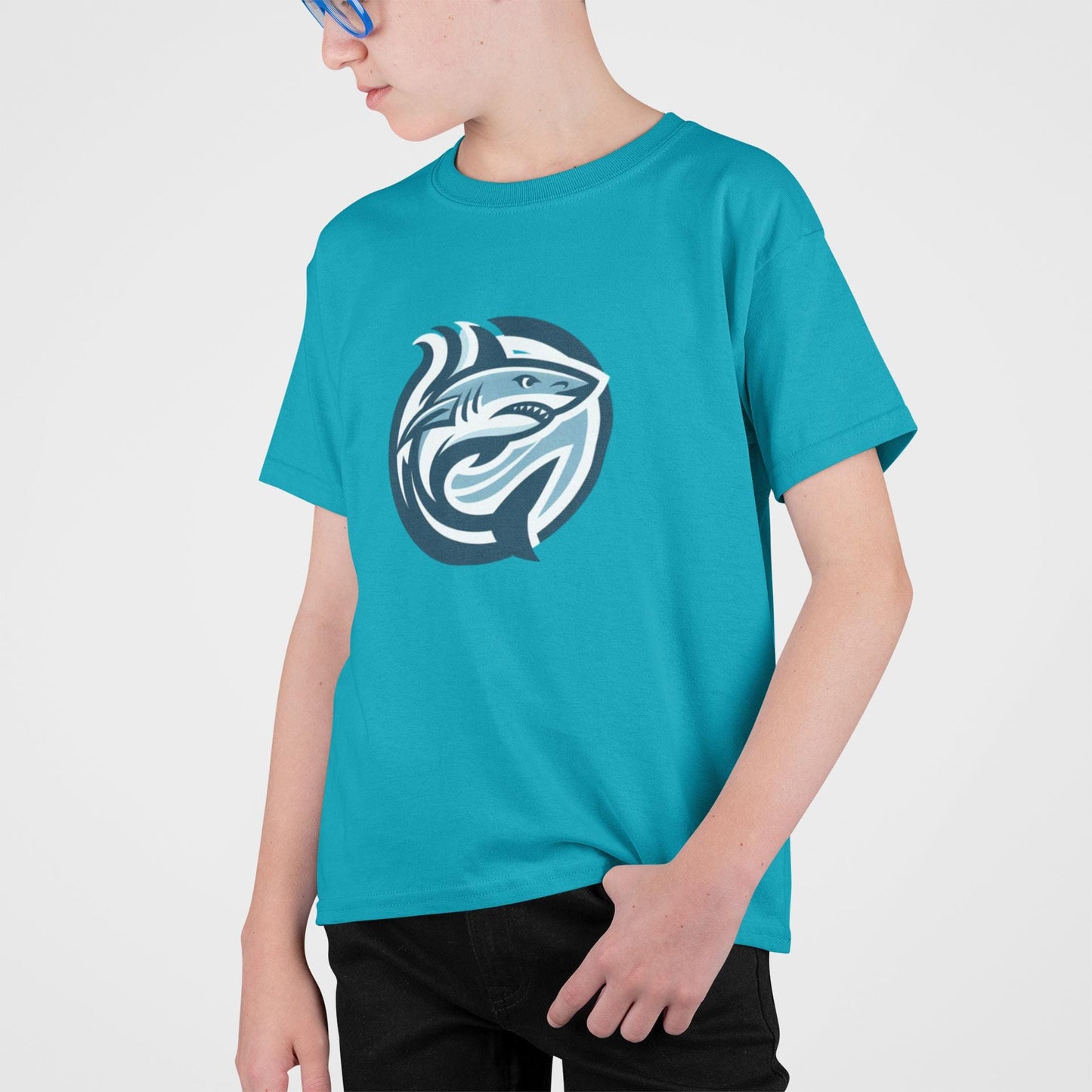 Kids Graphic Tee - "Shark" Design, Fun Shirt for Children, Cool Summer Clothing, Gift for Kids, Party Wear, Boho Natural Kids Youth Tee