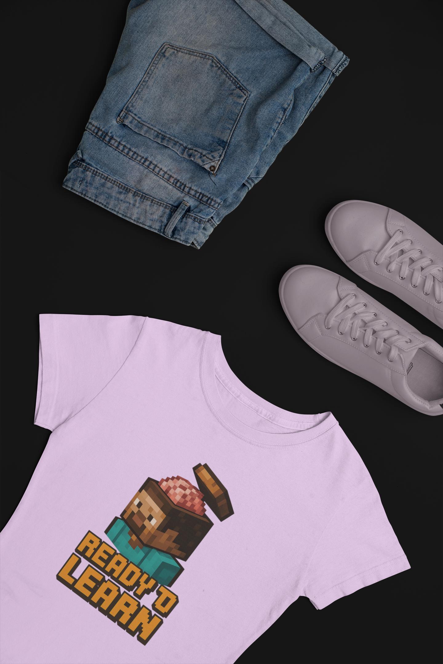 Youth Minecraft Inspired Tee - Ready to Learn, Gamer Shirt, Back To School Student Tee, First Day Of Back to School Shirts for Boys & Girls