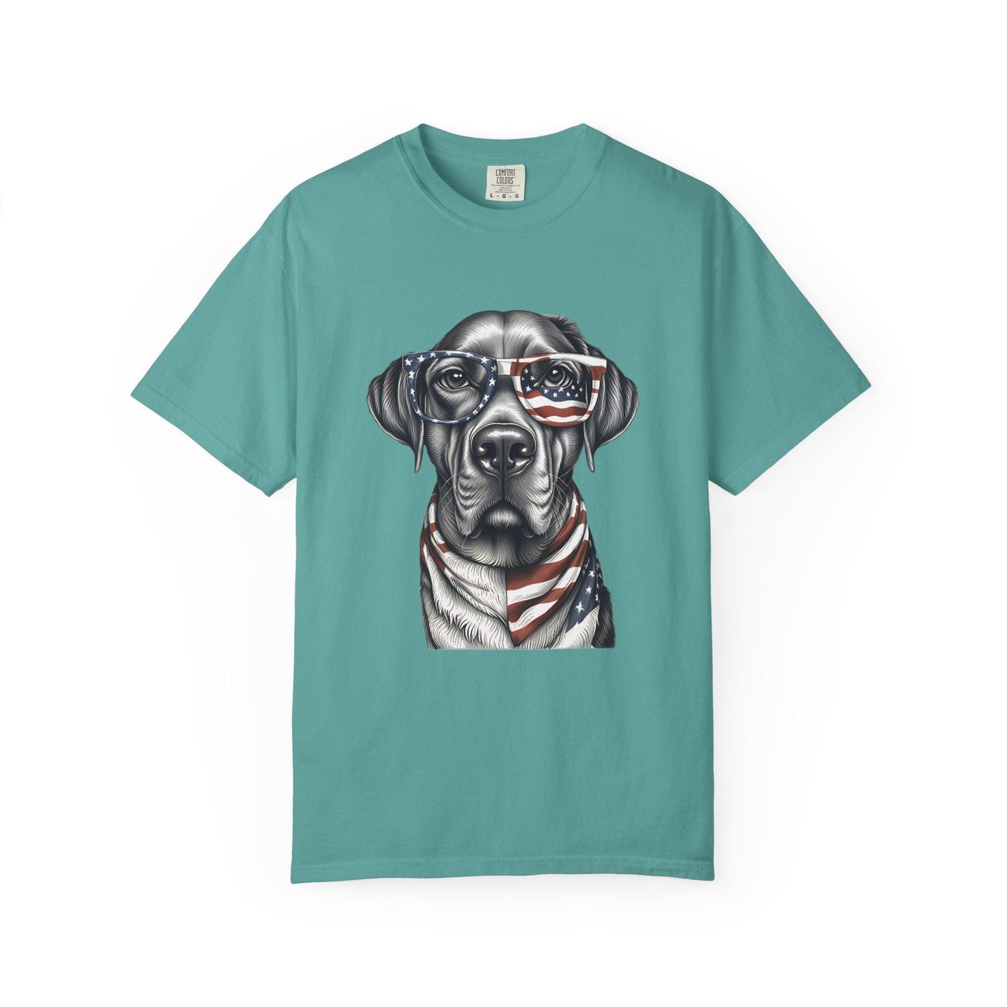 4th of July Dog T-Shirt, Men and Women Garment-Dyed Tee for July 4th, Summer BBQ, Independence Day, Red White Blue, Comfort Colors.