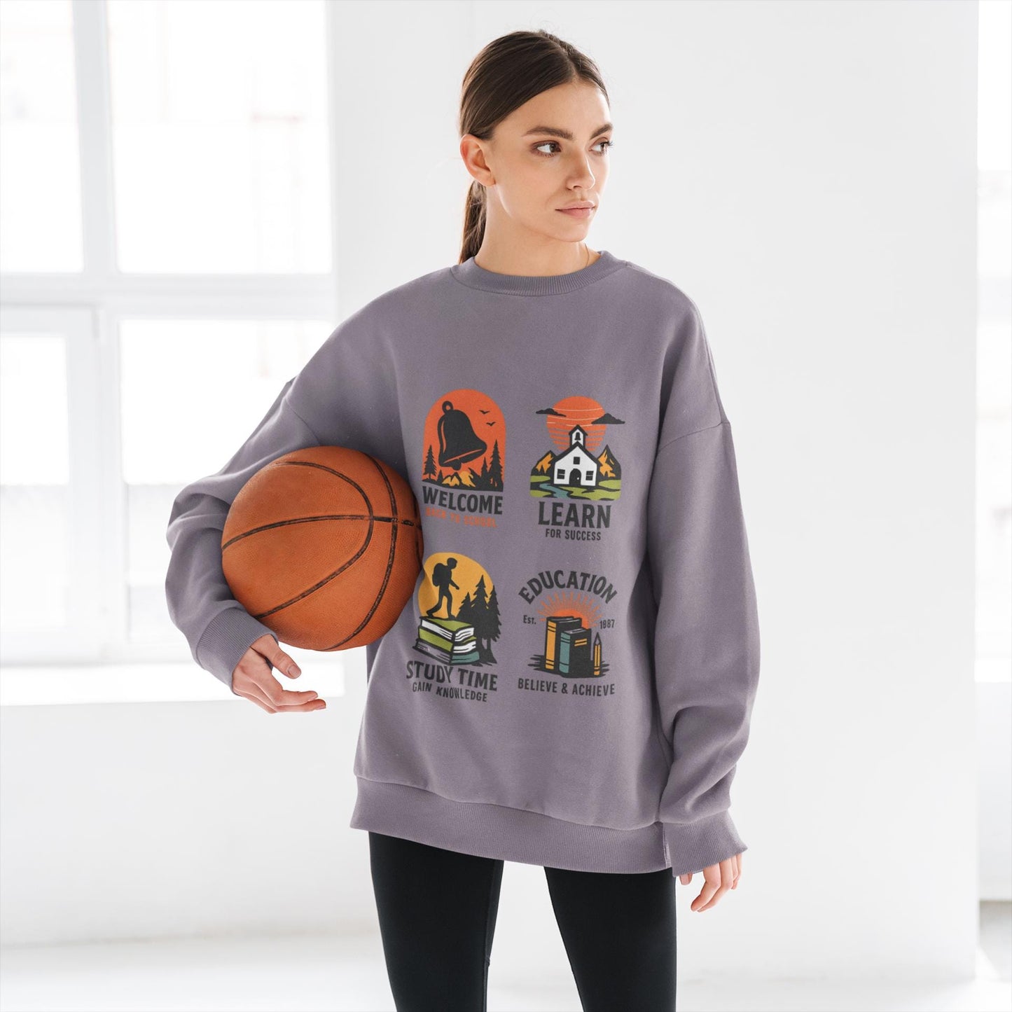 Kids Inspiring Sweatshirt - Welcome, Learn, Study Time, Fun Sweatshirt, Classroom Style, Back to School, Gift for Boy & Girl Back to School