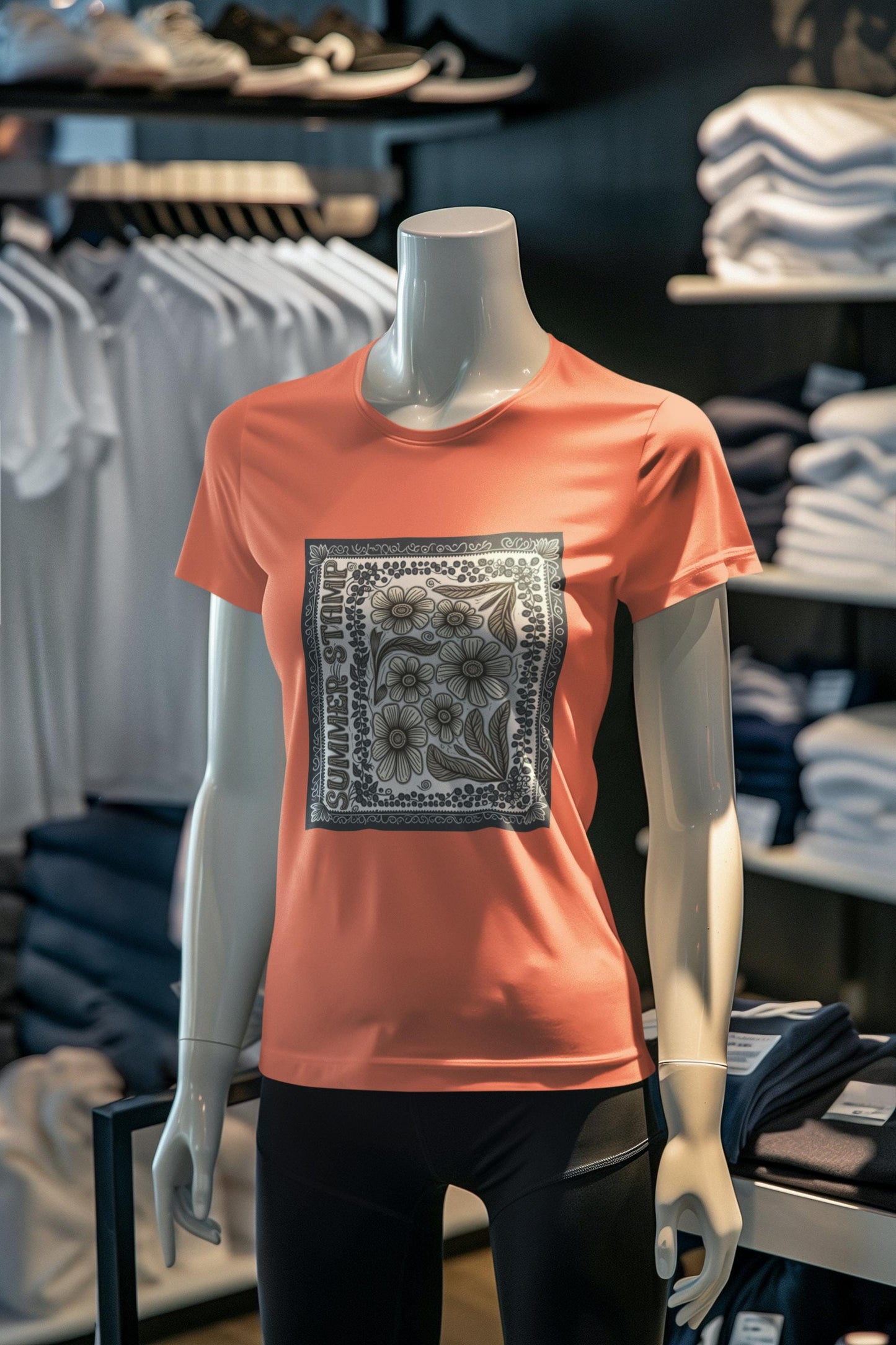 Summer Stamp Boho Daisy Flower T-Shirt | Unisex Garment-Dyed Tee for Casual Wear, Gifting, Beach Days, Spring Events, Eco-Friendly Fashion
