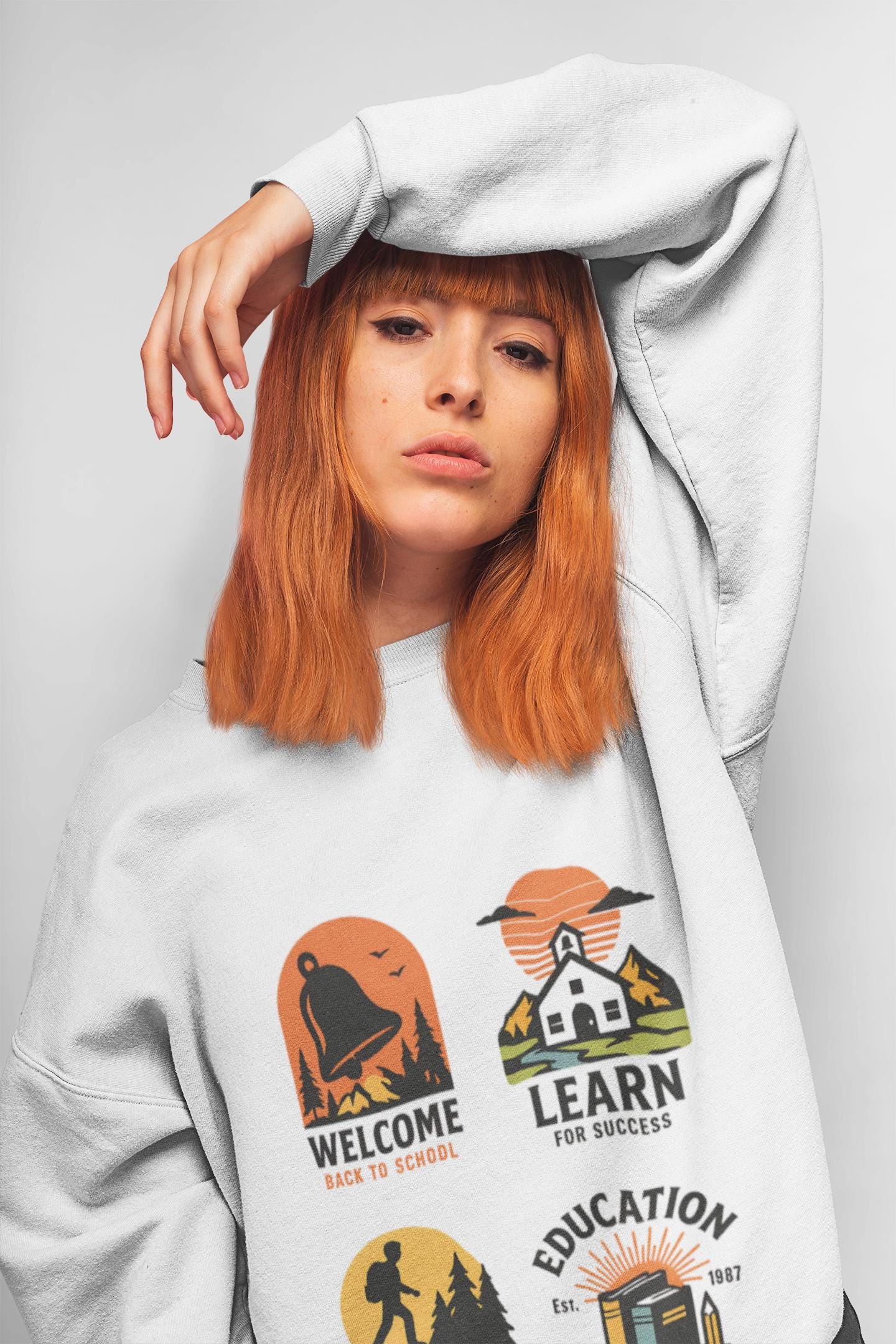 Kids Inspiring Sweatshirt - Welcome, Learn, Study Time, Fun Sweatshirt, Classroom Style, Back to School, Gift for Boy & Girl Back to School