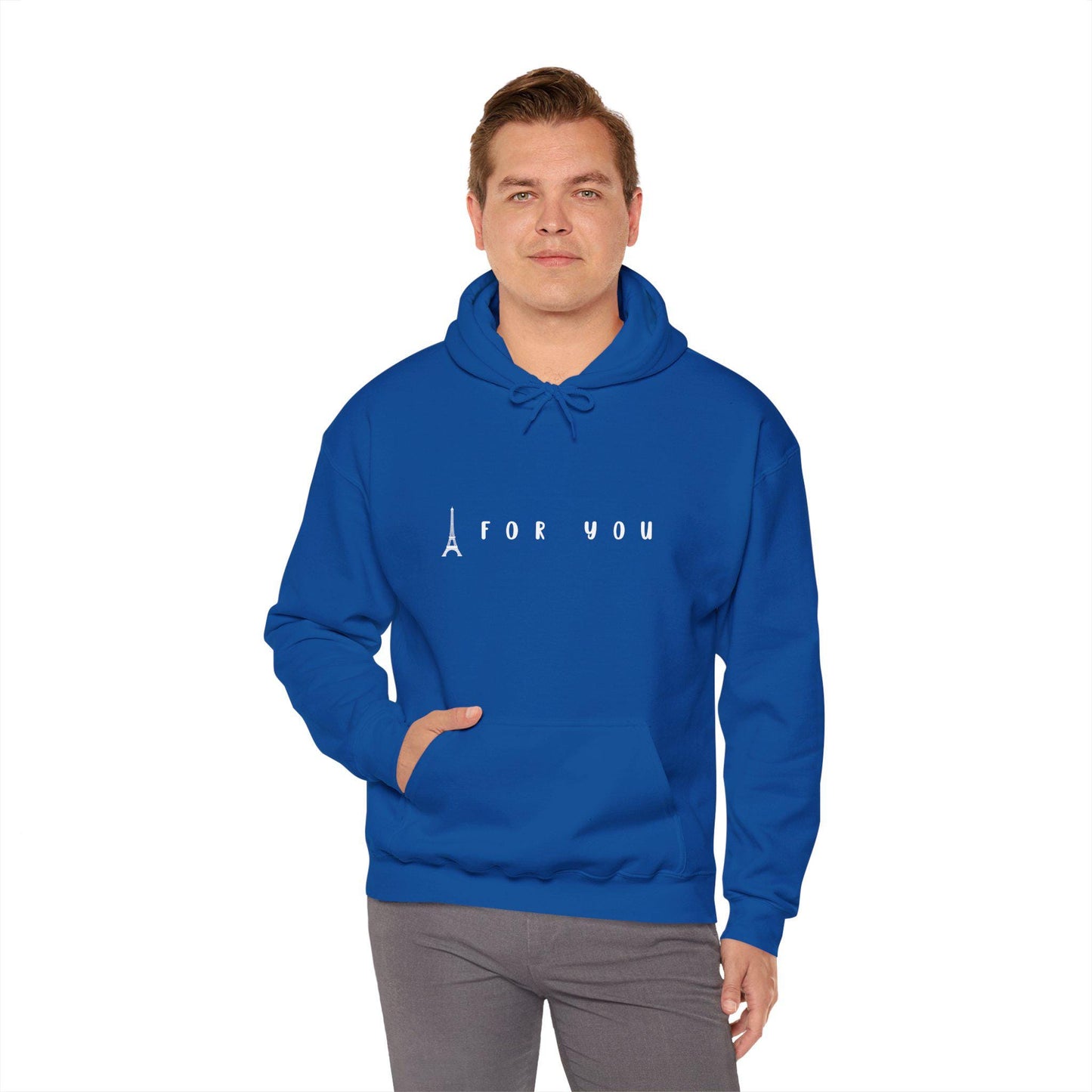 Eiffel in Love Unisex Hoodie, Fun Playful Summer Beach Hoodie, Flirty French Kiss Top, Paris Vacation Hoodie, Romantic Hoodie for Him/Her