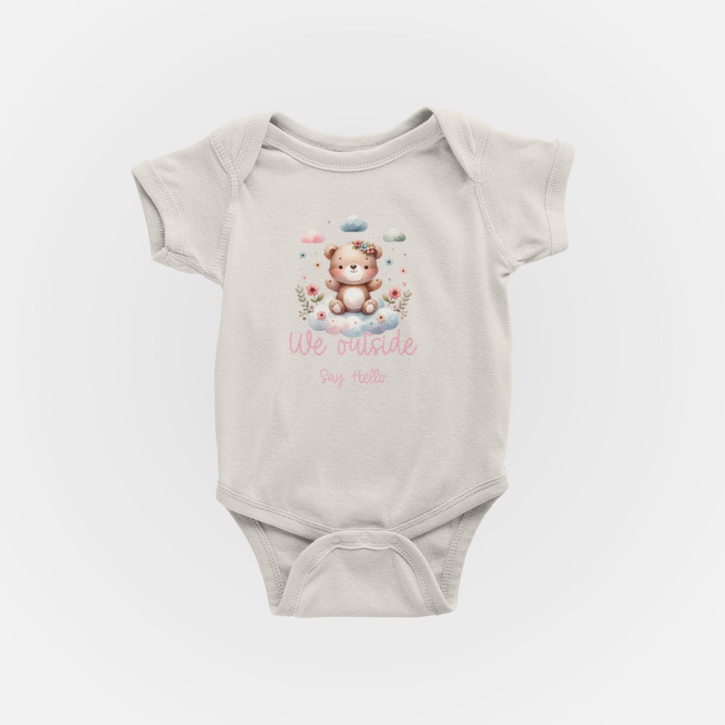 baby Onesie - "We Outside" Baby Suit, Newborn Gift, Toddler Outfit, Baby Shower Gift, Baby Clothes, Spring Wear, Bodysuits for Newborn