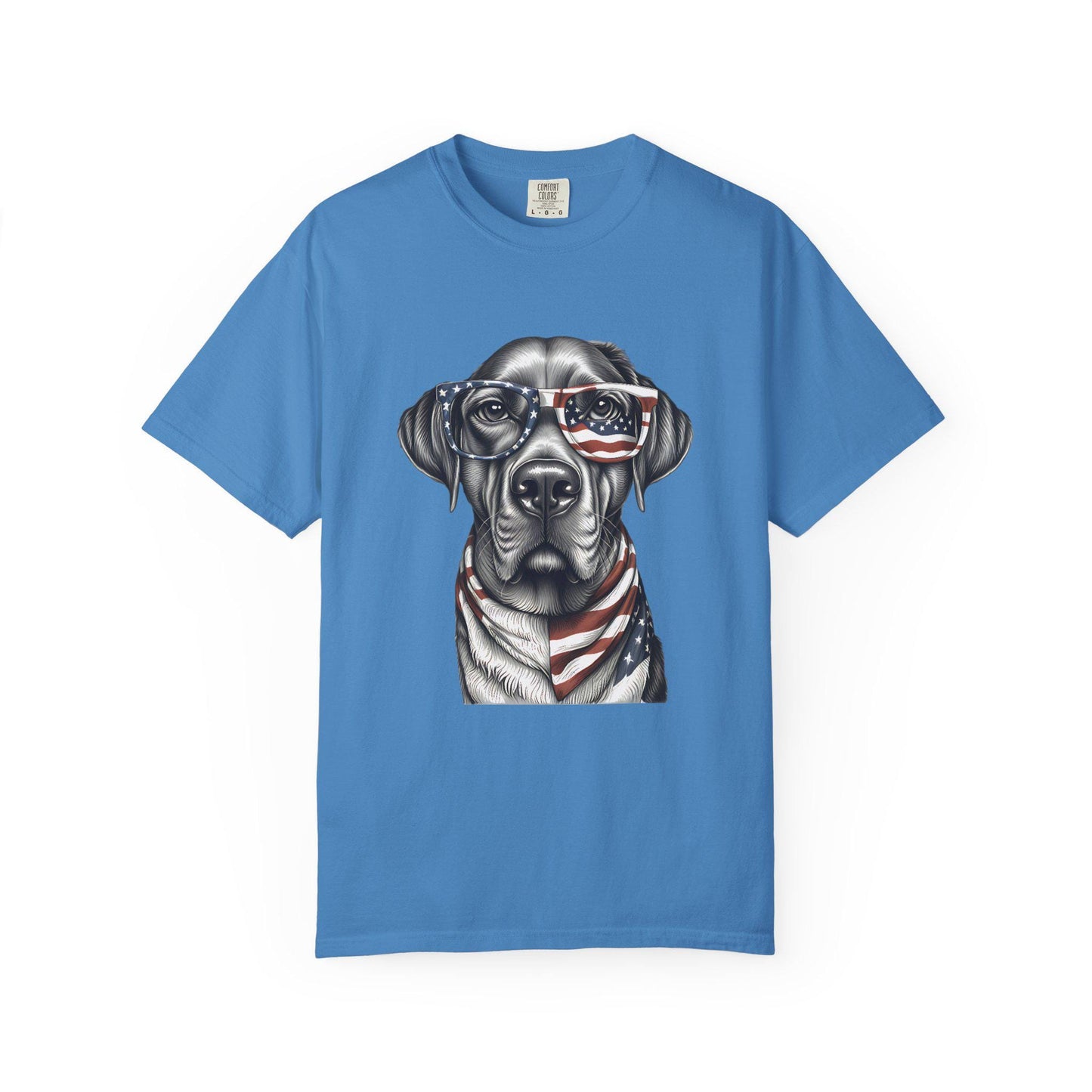 4th of July Dog T-Shirt, Men and Women Garment-Dyed Tee for July 4th, Summer BBQ, Independence Day, Red White Blue, Comfort Colors.