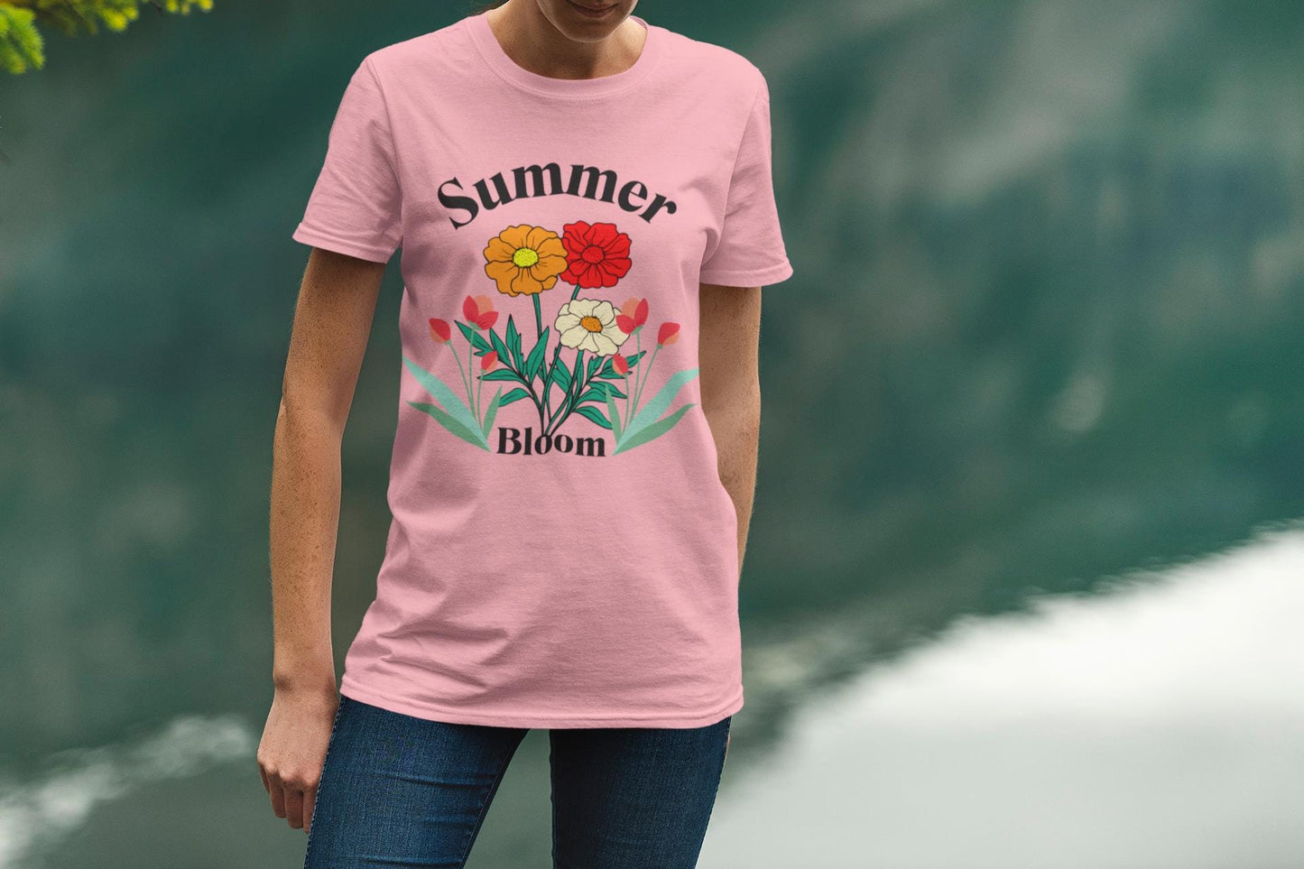 Summer Bloom T-Shirt - Floral Graphic Tee, Spring Style, Gift for Gardeners, Casual Wear, Summer Wardrobe Essential, Essential Outdoor Tee