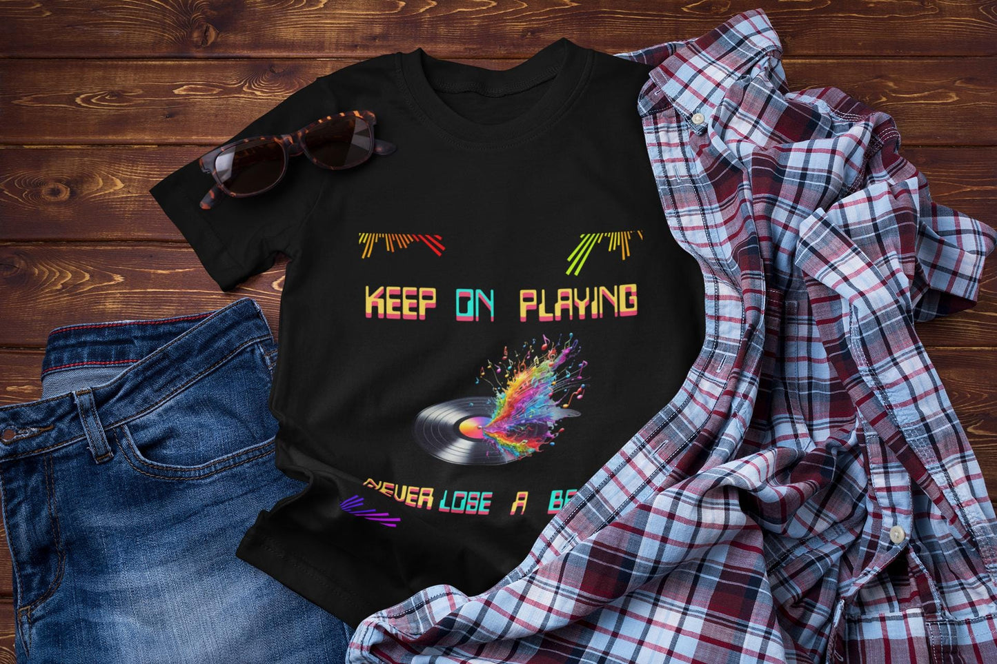 Vibrant Music Tee - Unisex Garment-Dyed T-shirt, Playful Vintage Shirt, Perfect for Musicians, Gifts for Music Lovers, Festival Apparel