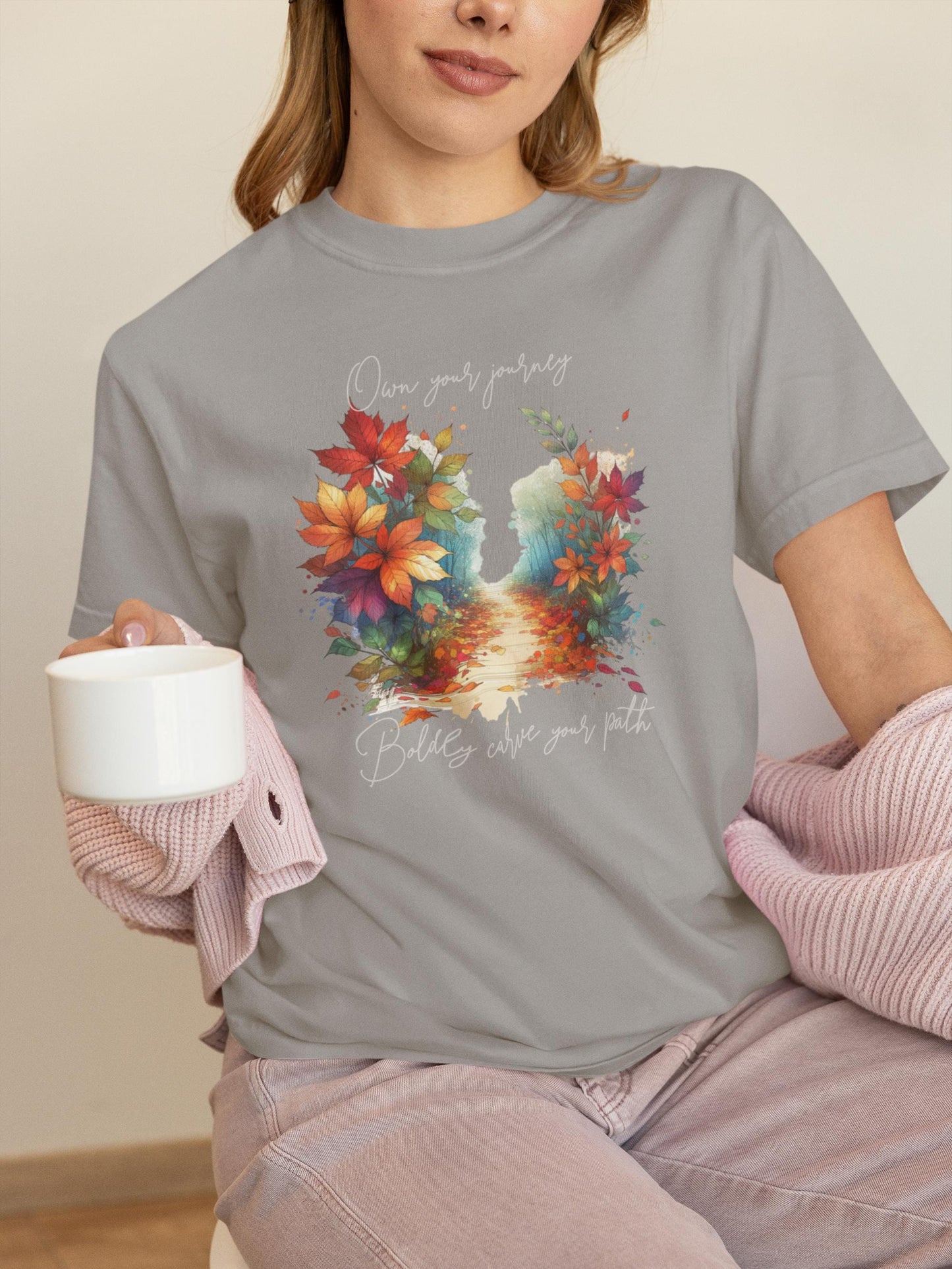 Colorful Autumn T-Shirt, Nature Vibe Tee, Comfort Colors, Own Your Journey, Boldly Carve Your Path, Inspiring Boho Casual Wear, Unisex