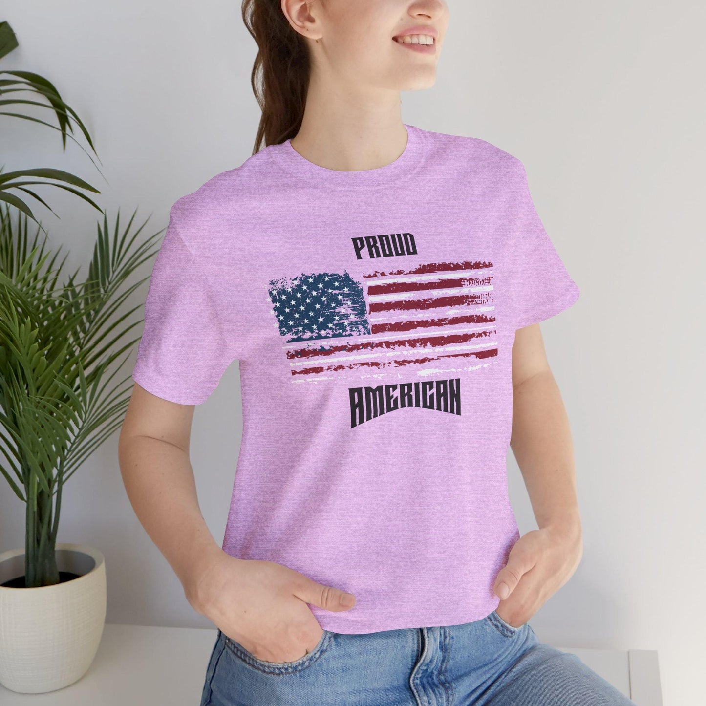 Proud American Graphic Tee, Unisex Short Sleeve Shirt, Patriotic Wear, USA Independence Day, Gift for Veterans, Casual Style