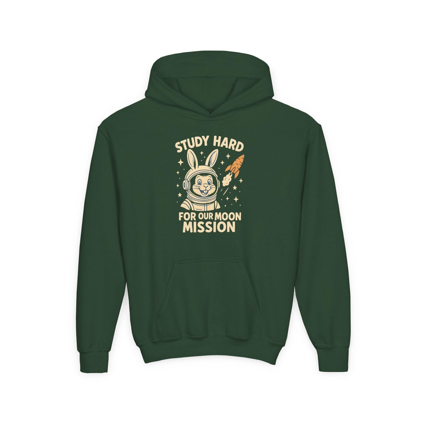 Astronaut Bunny Youth Hoodie, Study Hard Hoodie, Back to School Gift for Student, Welcome Back Hoodie, Back-to-School Hoodie, Student Hoodie
