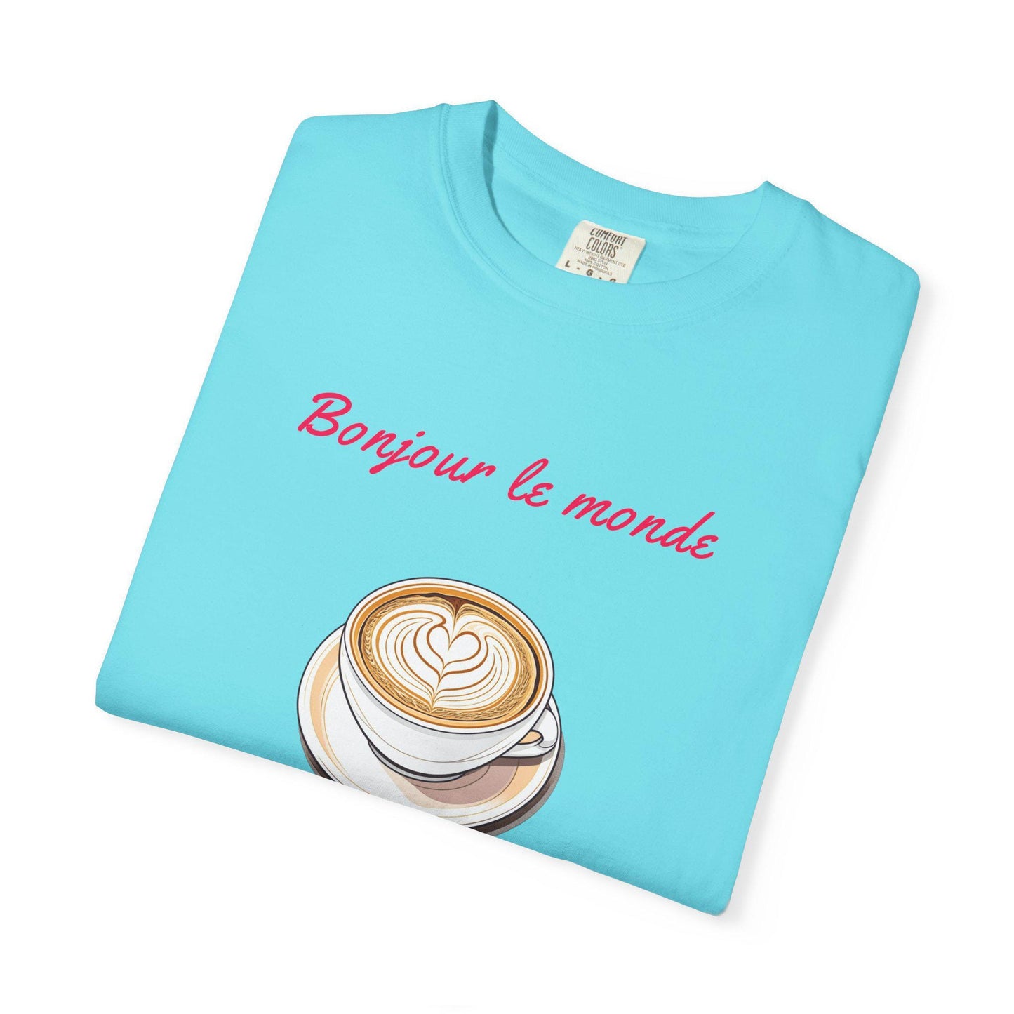 Bonjour le Monde Weekend Coffee T-Shirt, Unisex Tee, Vintage Aesthetic, Women Casual Wear, Gift for Coffee Lovers, Travel and Café Culture