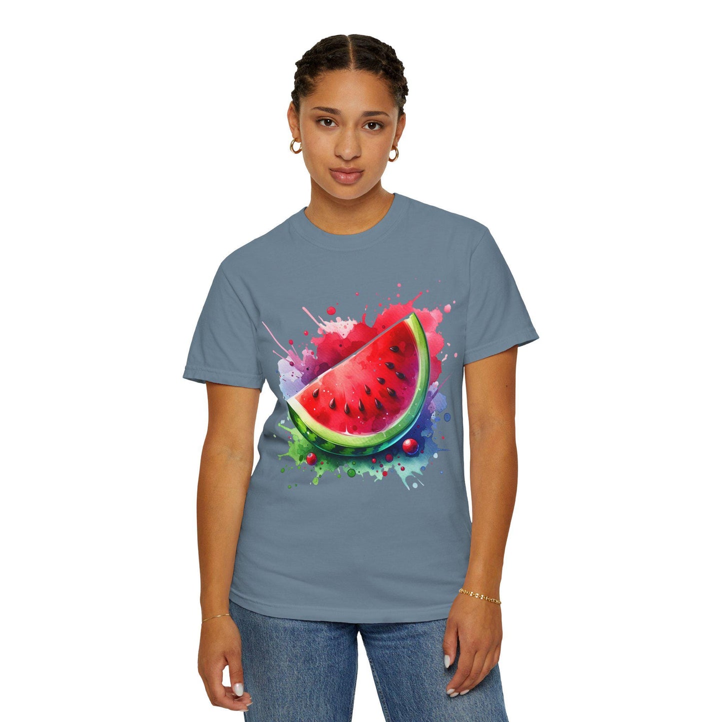 Summer Watermelon Splash Unisex T-Shirt, Summer Vibes Shirt, Beachwear, Comfort Colors Shirt, Casual Summer Tee, Aesthetic Watermelon Tee
