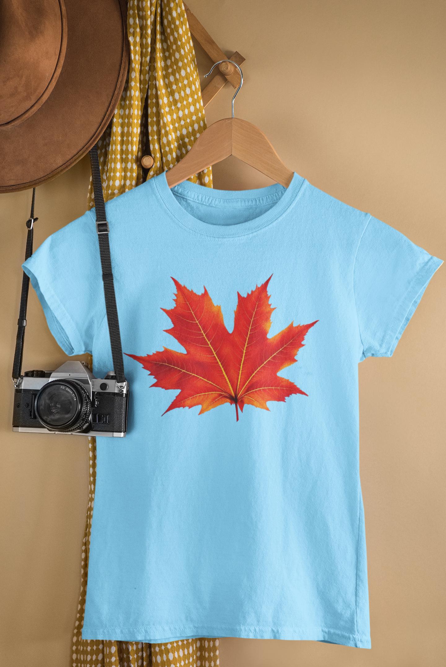 Autumn Red Maple Leaf Graphic T-Shirt, Fall Leaves Tee, Unisex Shirt, Nature Lover Gift, Thanksgiving Top