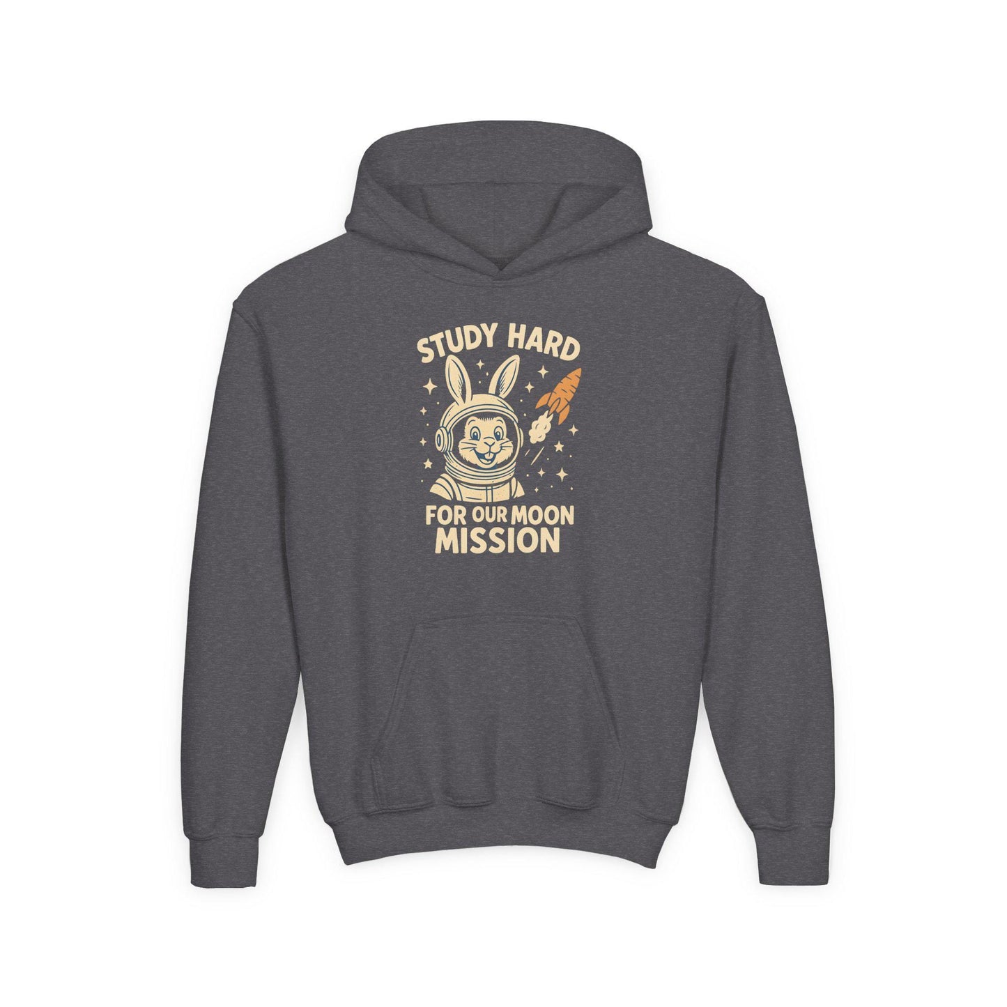 Astronaut Bunny Youth Hoodie, Study Hard Hoodie, Back to School Gift for Student, Welcome Back Hoodie, Back-to-School Hoodie, Student Hoodie