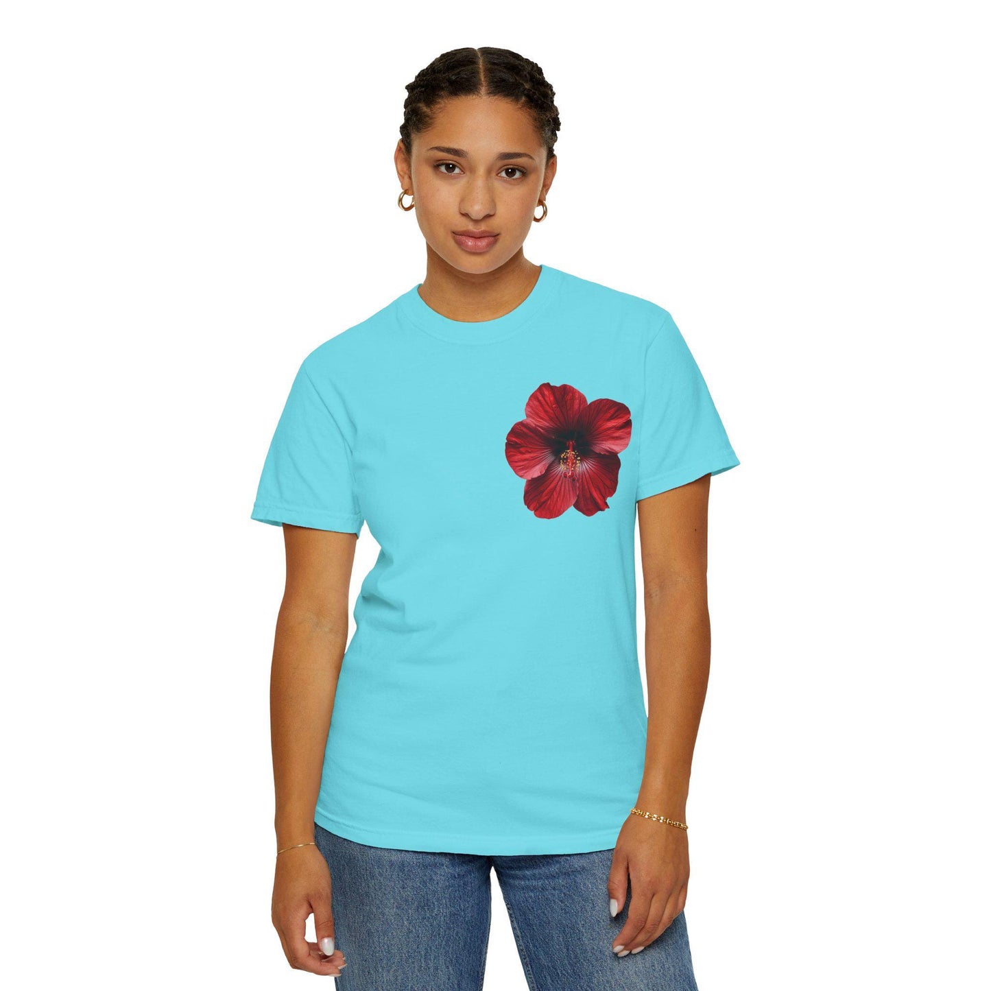 Hibiscus Flower Beach T-Shirt, Casual Comfort Tee, Lightweight Summer Shirt, Everyday Wear, Nature Enthusiast Apparel, Comfort Colors Tee