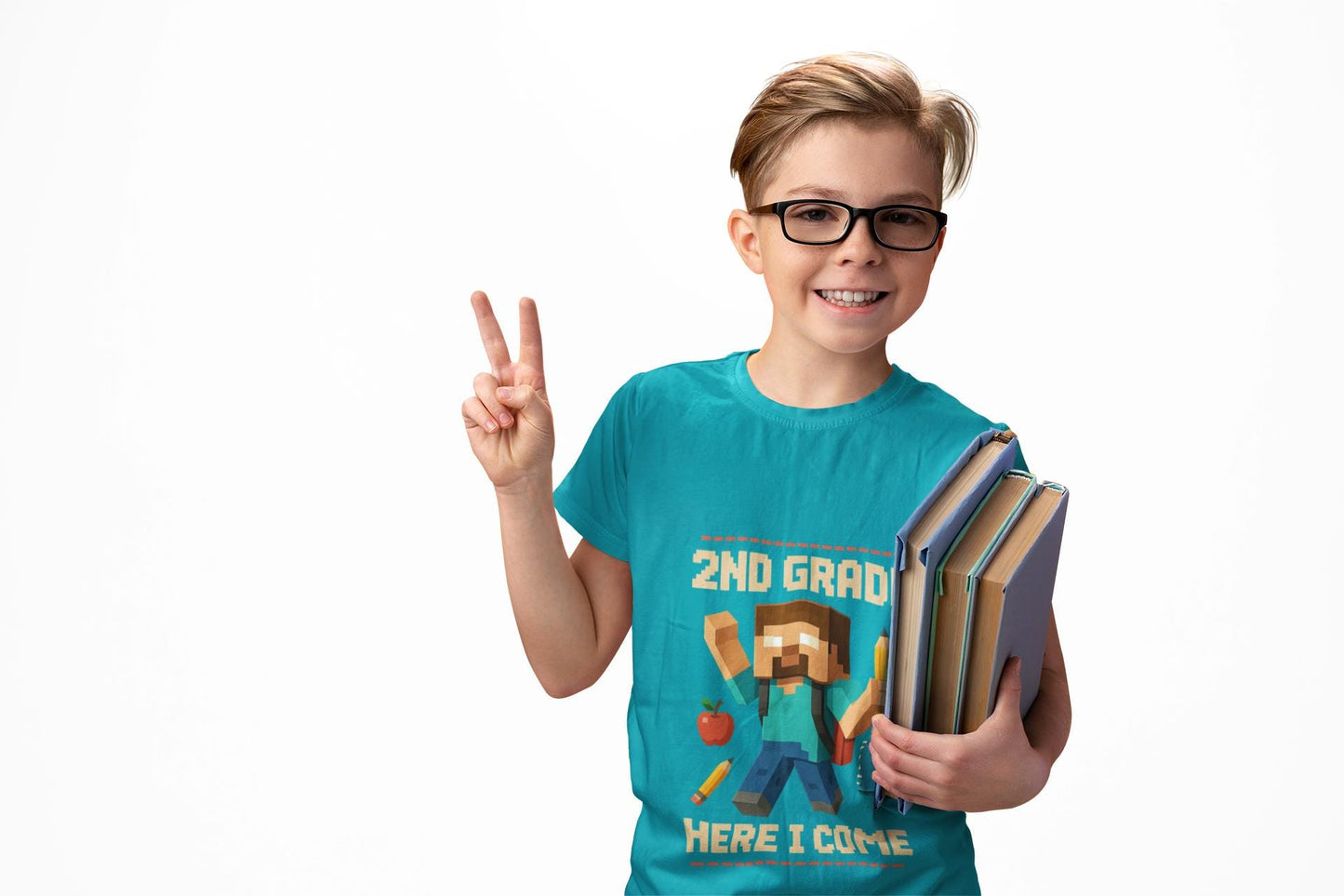 2nd Grade Here I Come Tee, Kids Cotton T-Shirt, Funny Back to School Children's T-Shirt Gift, Kids Birthday Present for Fisrt Day of School