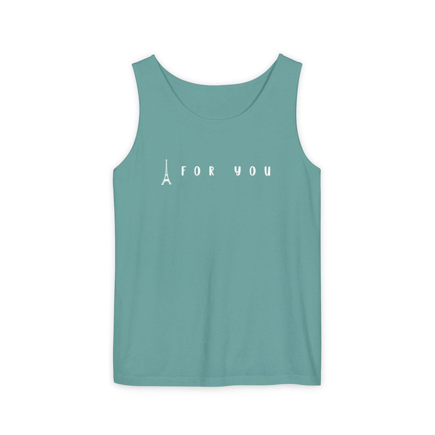 Eiffel in Love Tank Top, Playful Summer Beach Top, Flirty French Kiss Top, Paris Vacation Tank Top, Romantic Graphic Top for Her & Him