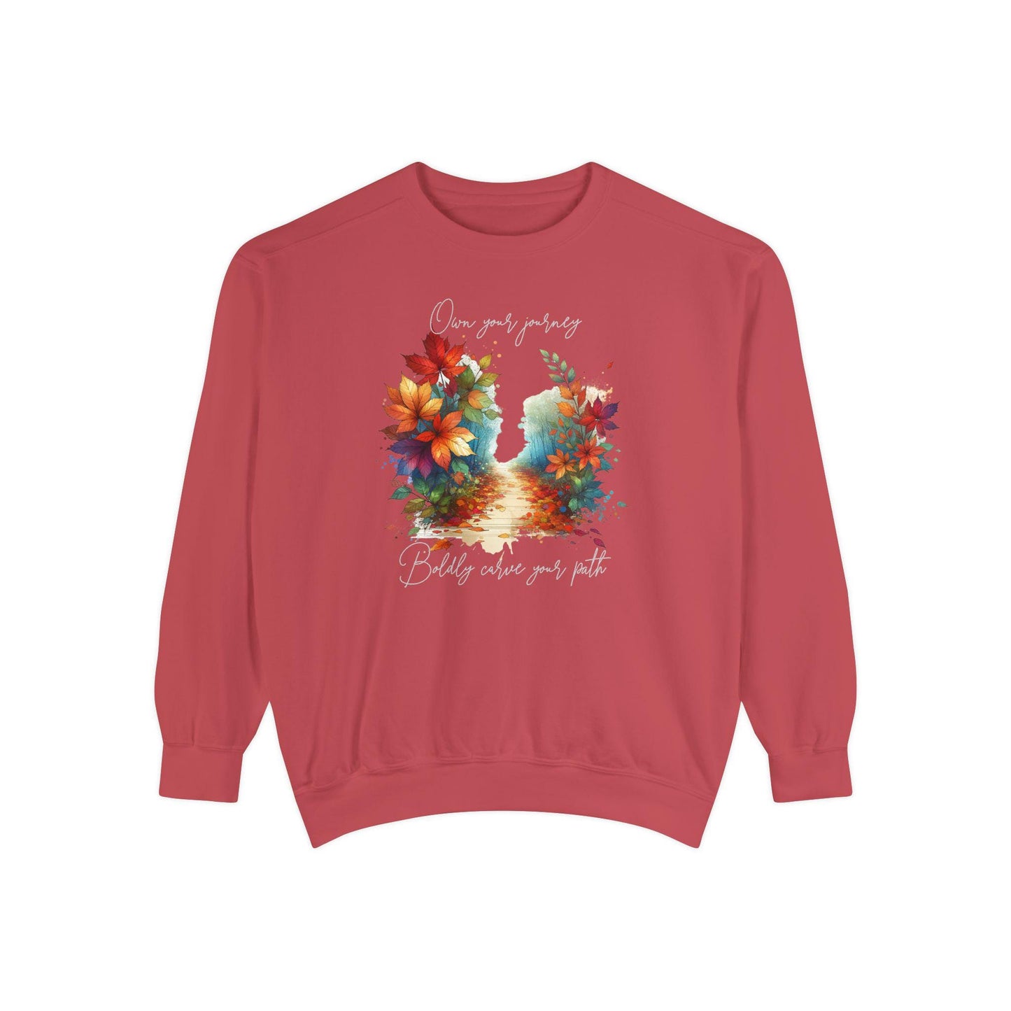Colorful Autumn Sweatshirt, Own Your Journey & Boldly Carve Your Path Top, Nature Vibe, Inspiring Boho Casual Wear Top, Comfort Colors
