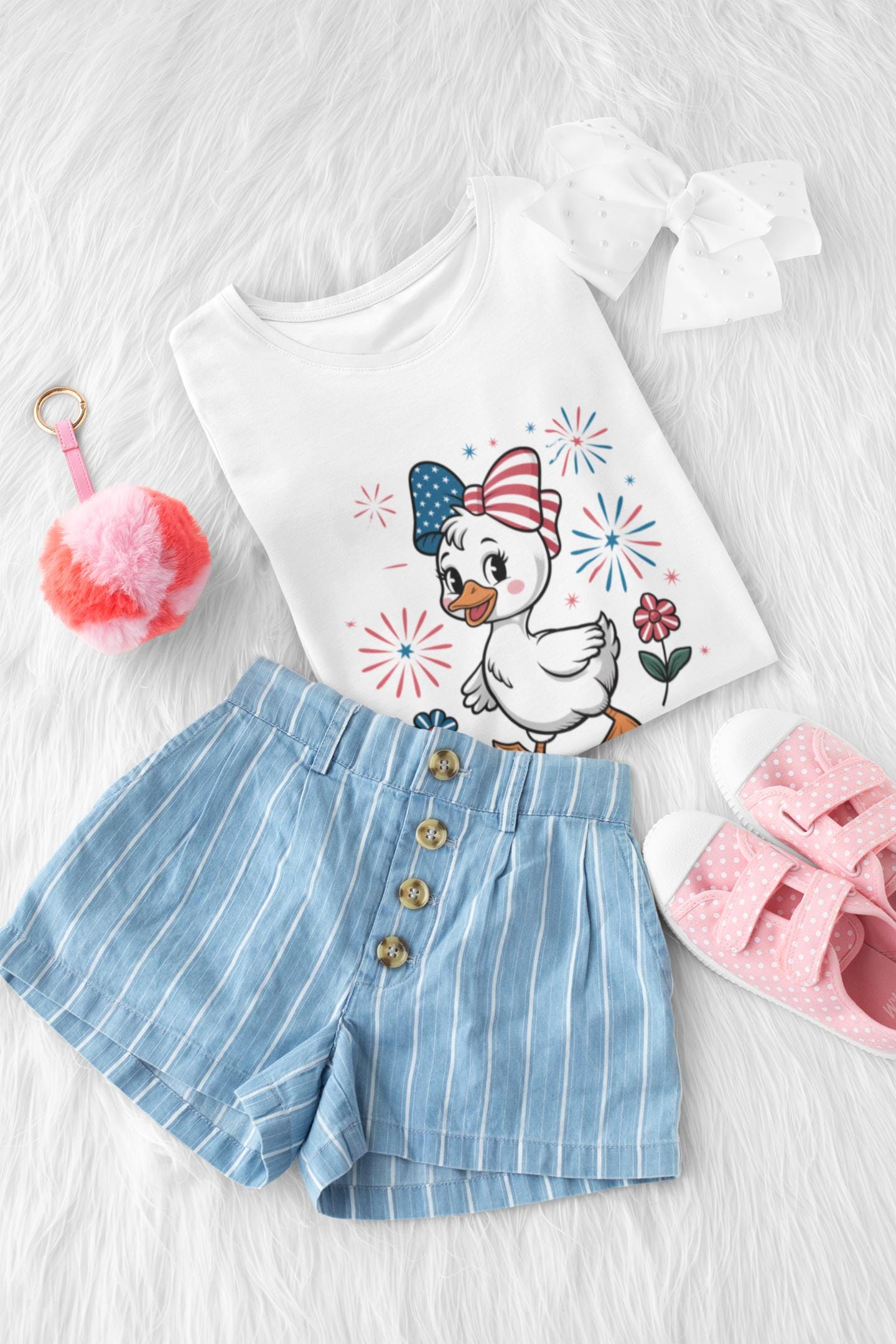 Kids Patriotic Duck T-Shirt, Boy and Girl Graphic Tee for July 4th, Summer BBQ, Independence Day, Red White Blue, Comfort Colors Wear.