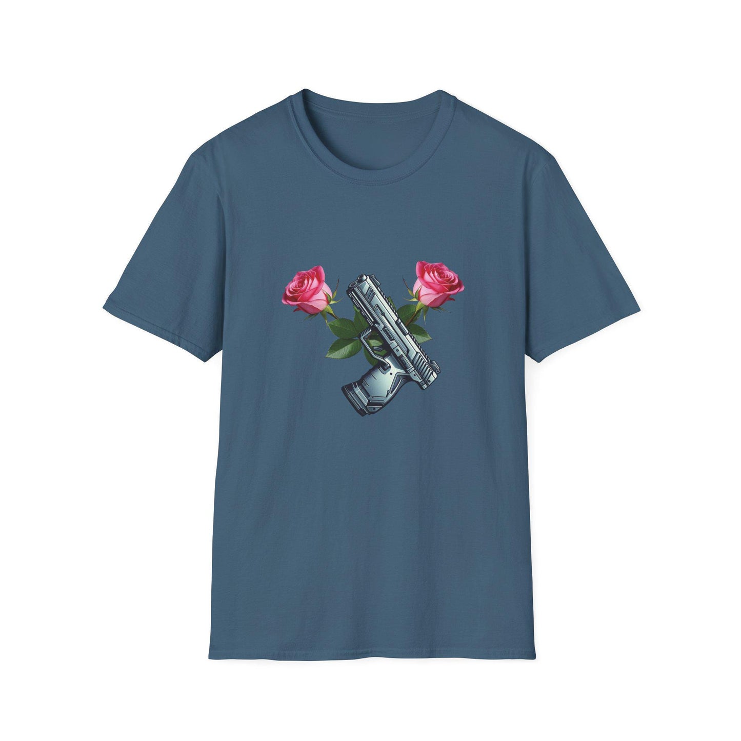 Gun and Rose Graphic Tee, Second Amendment Rights T-Shirt, Girls Just Wanna Have Guns Shirt, Pistol and Roses Design, 2A Rights Comfort