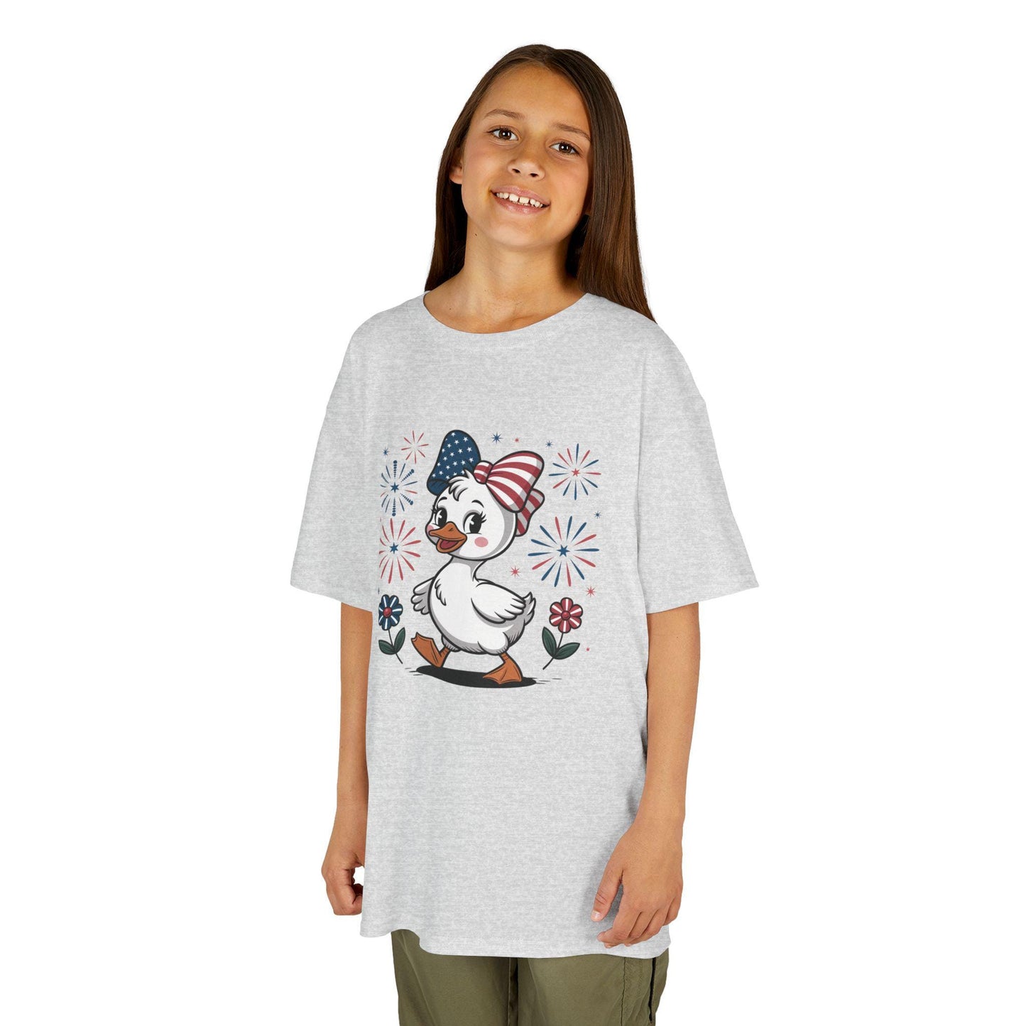 Kids Patriotic Duck T-Shirt, Boy and Girl Graphic Tee for July 4th, Summer BBQ, Independence Day, Red White Blue, Comfort Colors Wear.