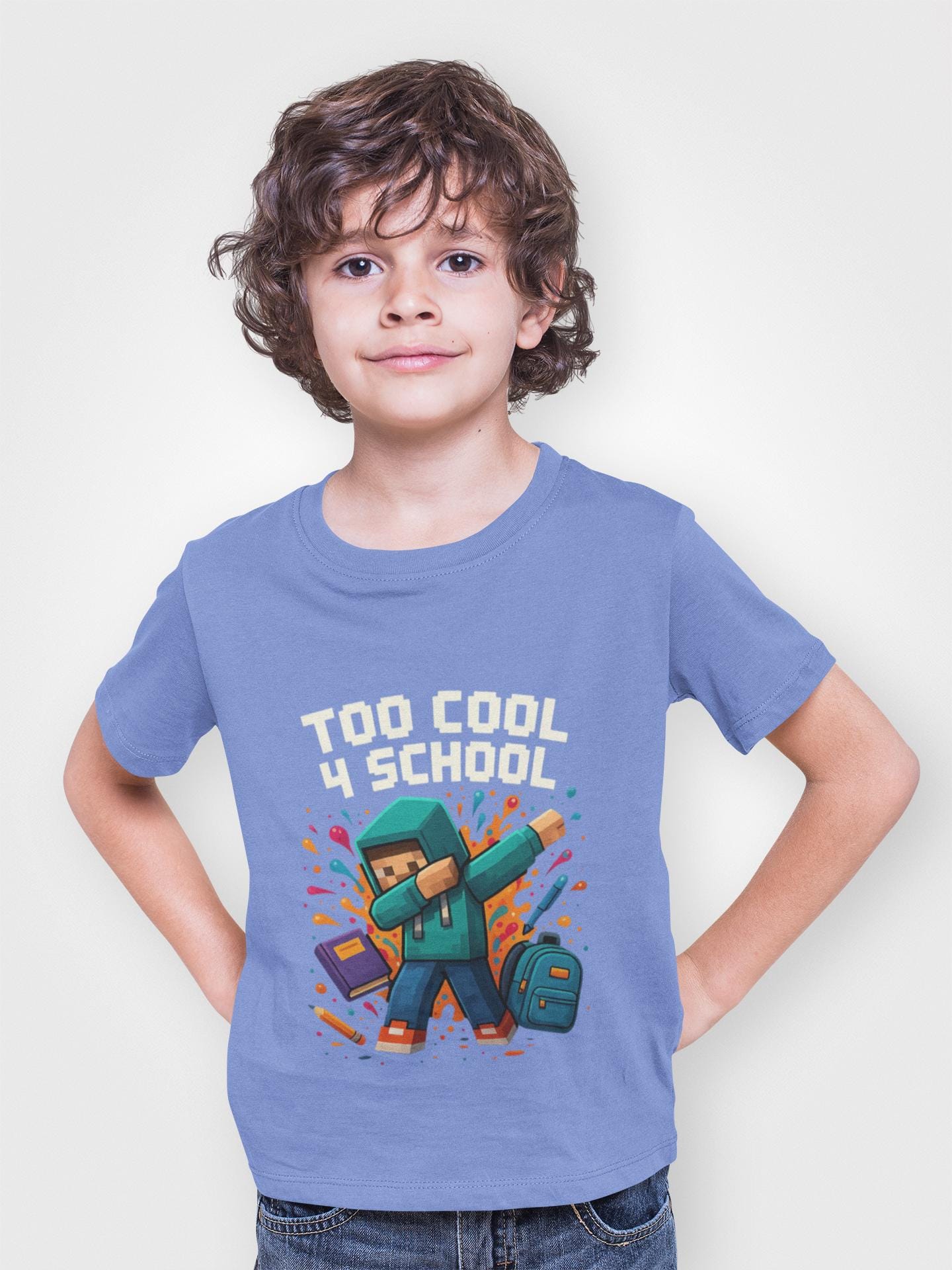 Minecraft Inspired Too Cool 4 School Youth T-Shirt, Kids Tee, Back to School Gift for Students, Welcome Back T-Shirt, Back-to-School T-Shirt