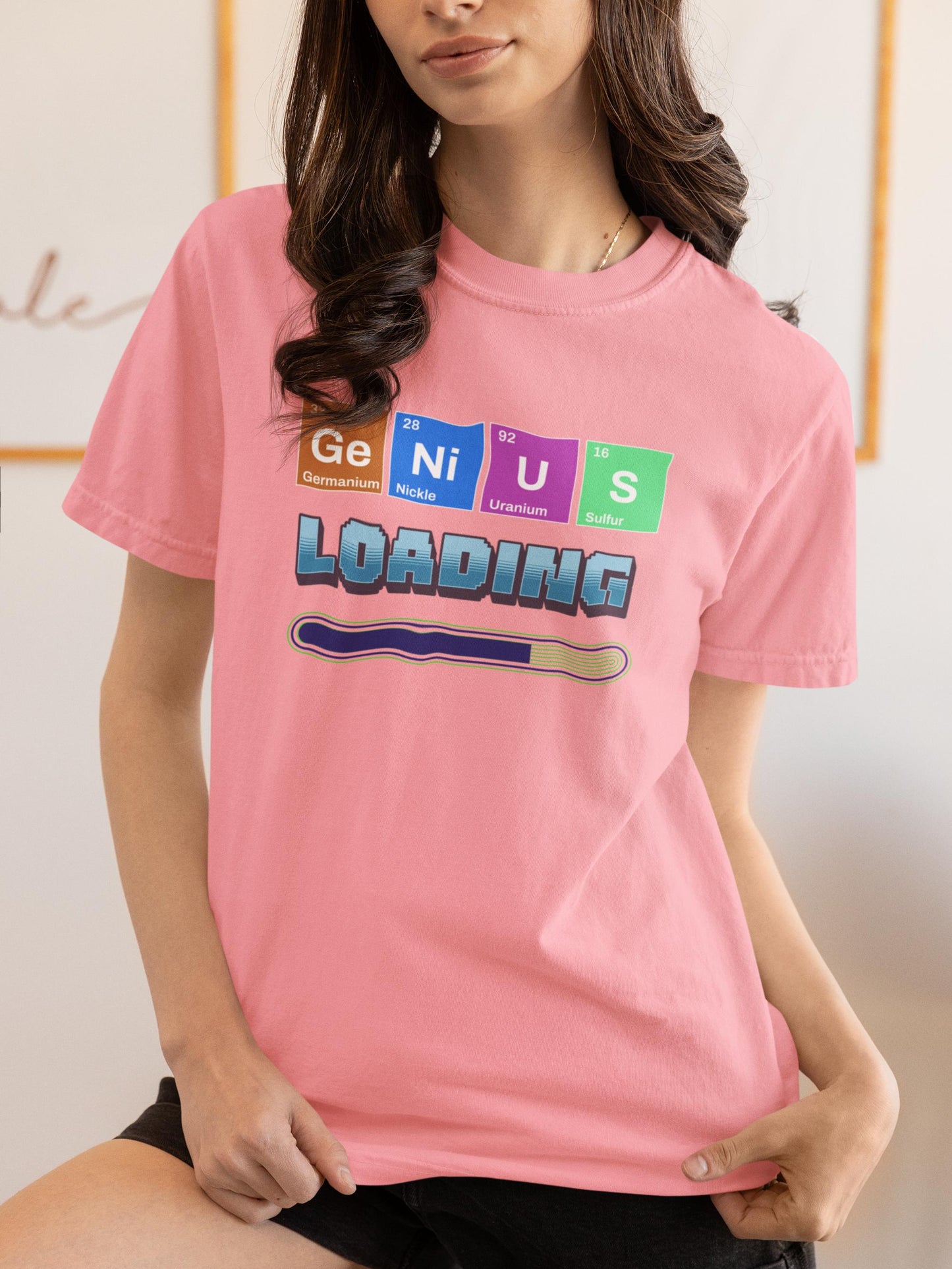 Genius Loading T-Shirt, Funny Science Shirt, Graphic Tee Gift for Students, Comfort Colors Casual Wear, Fun Back to School Nerdy Tee, Unisex