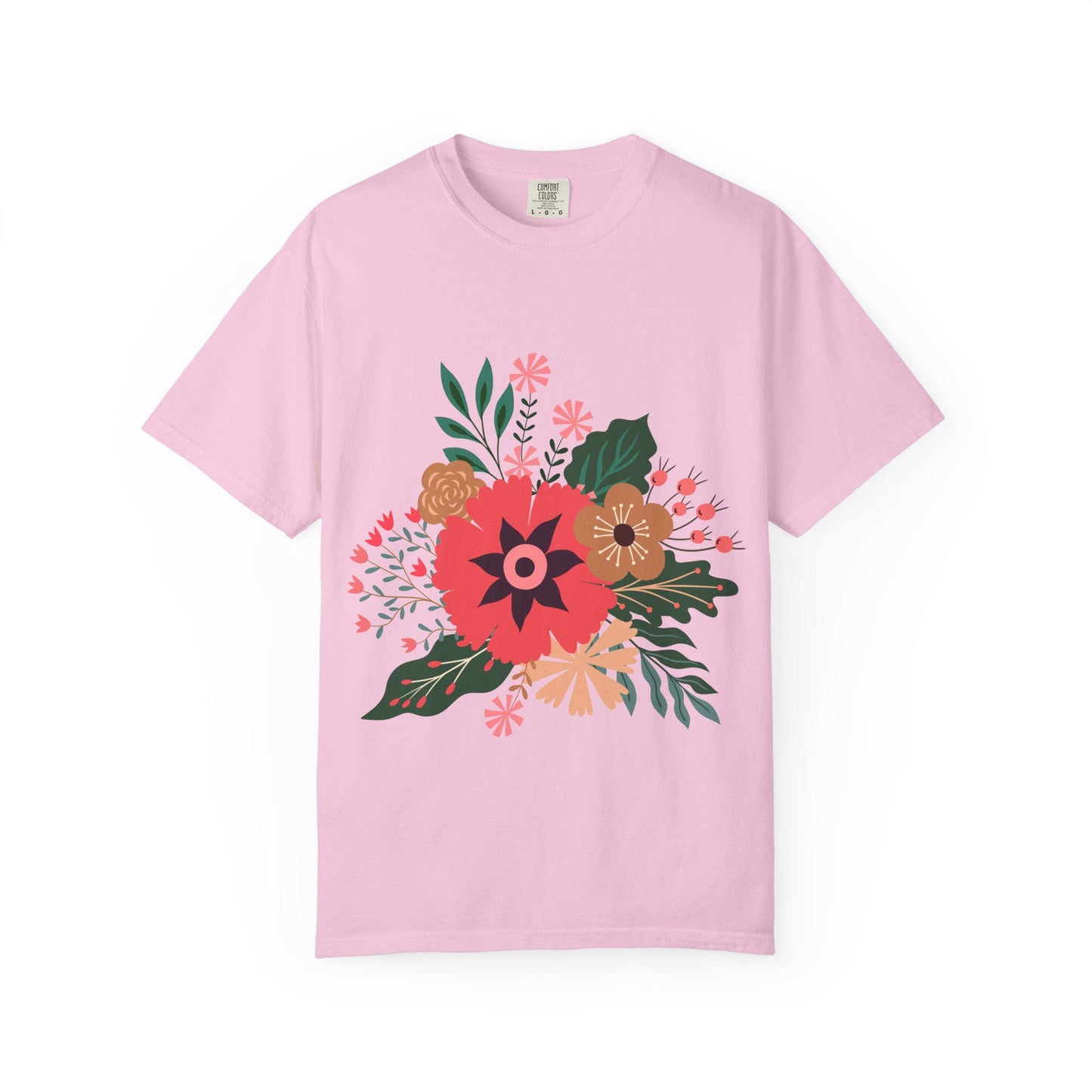 Summer Boho Floral T-Shirt, Soft Cotton Tee, Boho Chic Top, Gift for Her, Summer Style Wear, Everyday Casual Attire, Fun Vibes Comfort Color